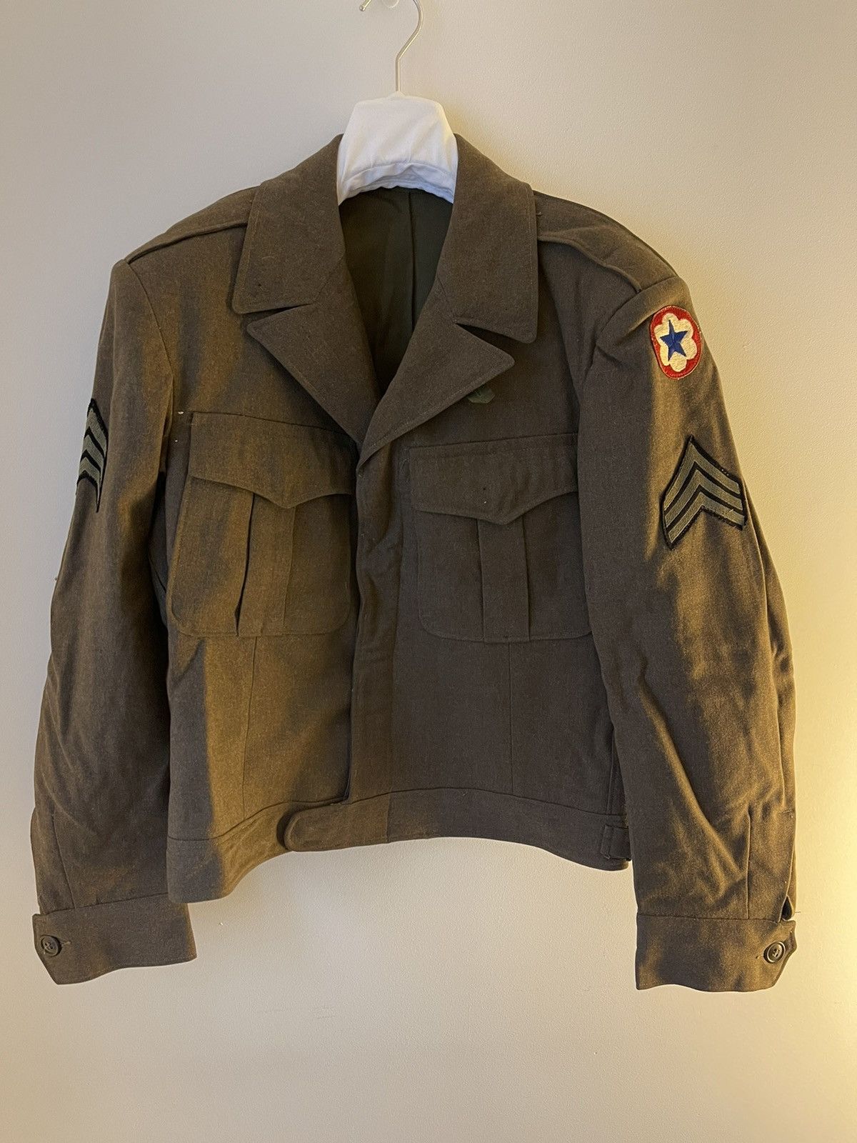 image of French Military 'm46' Wool Coat in Green, Men's (Size Medium)