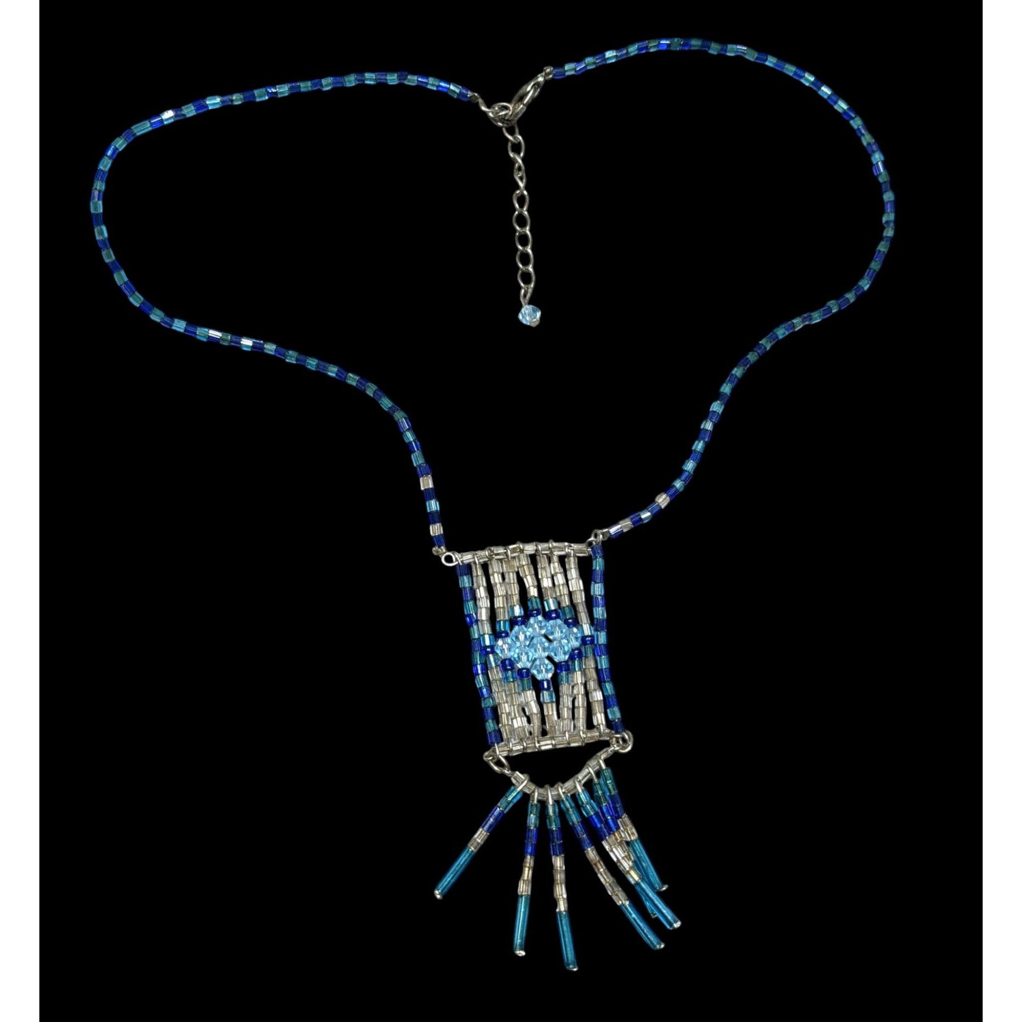 Other Handcrafted Bohemian Blue & Silver Tone Beaded Necklace With Size ONE SIZE - 1 Thumbnail