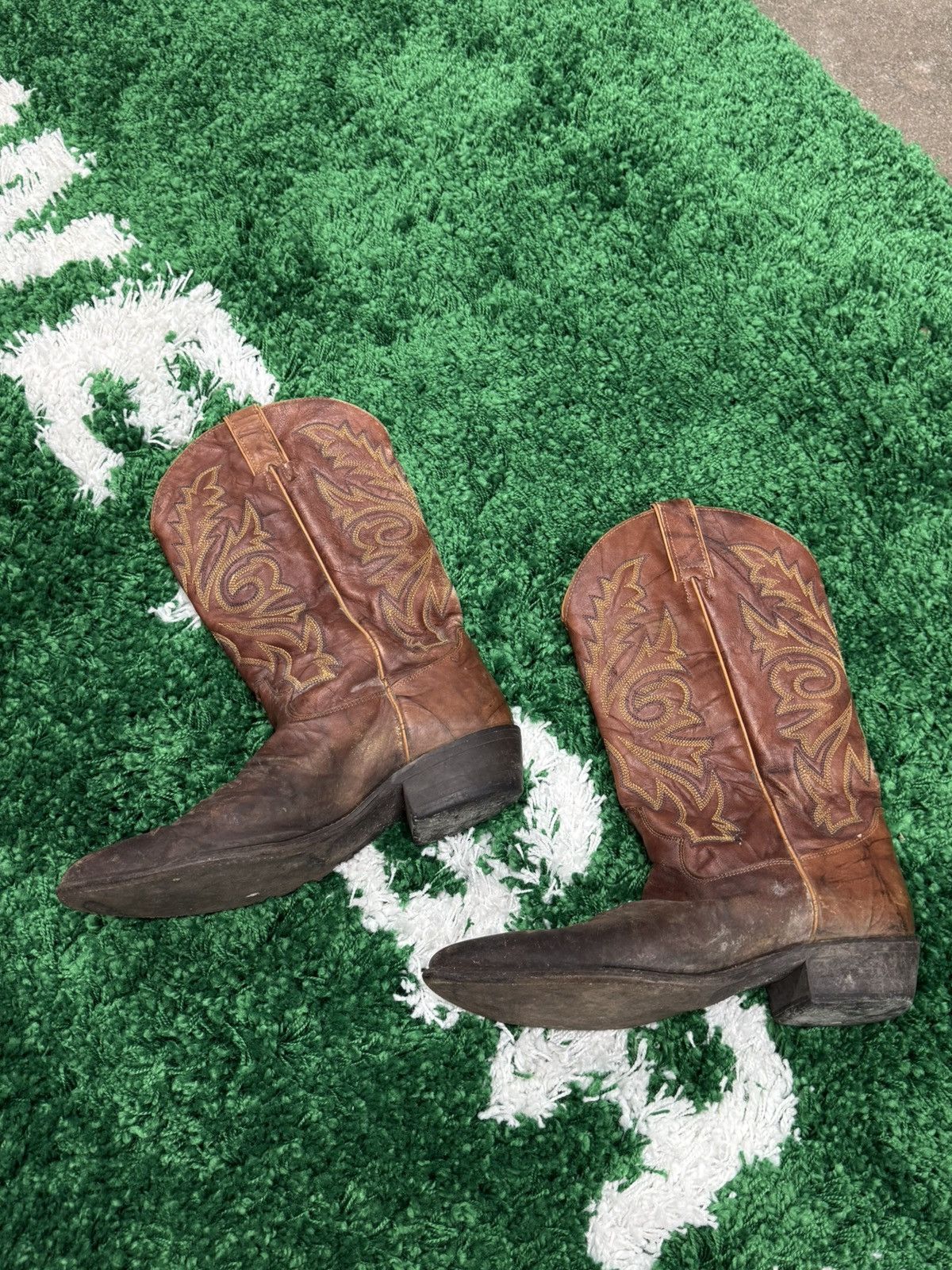 Cowboy Equipment Vintage Brown Leather Justin Cowboy Boots 10 Size US 10 / EU 43 - 3 Thumbnail