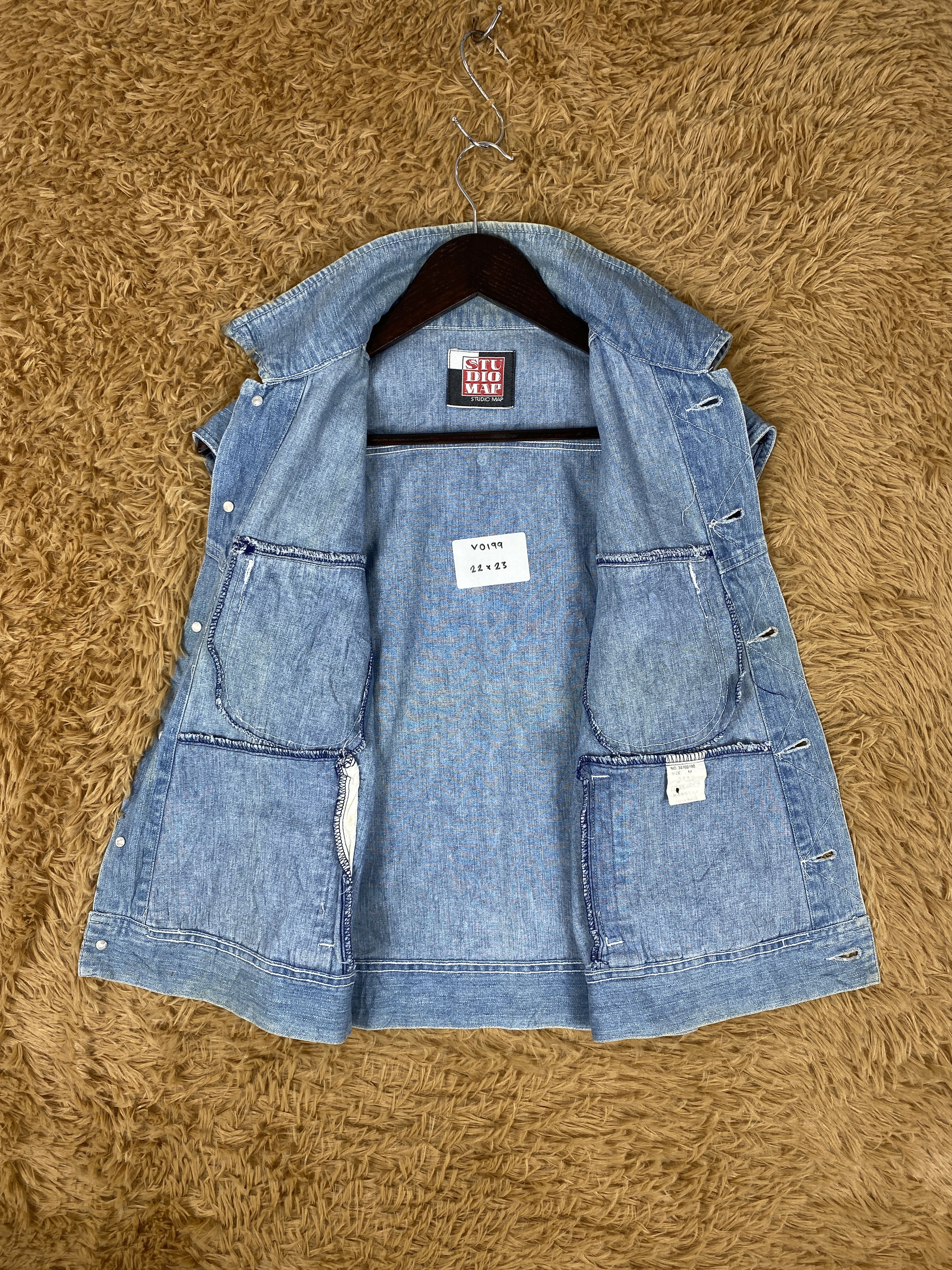 Japanese Brand Vintage Studio Map Denim Vest Size US S / EU 44-46 / 1 - 7 Thumbnail