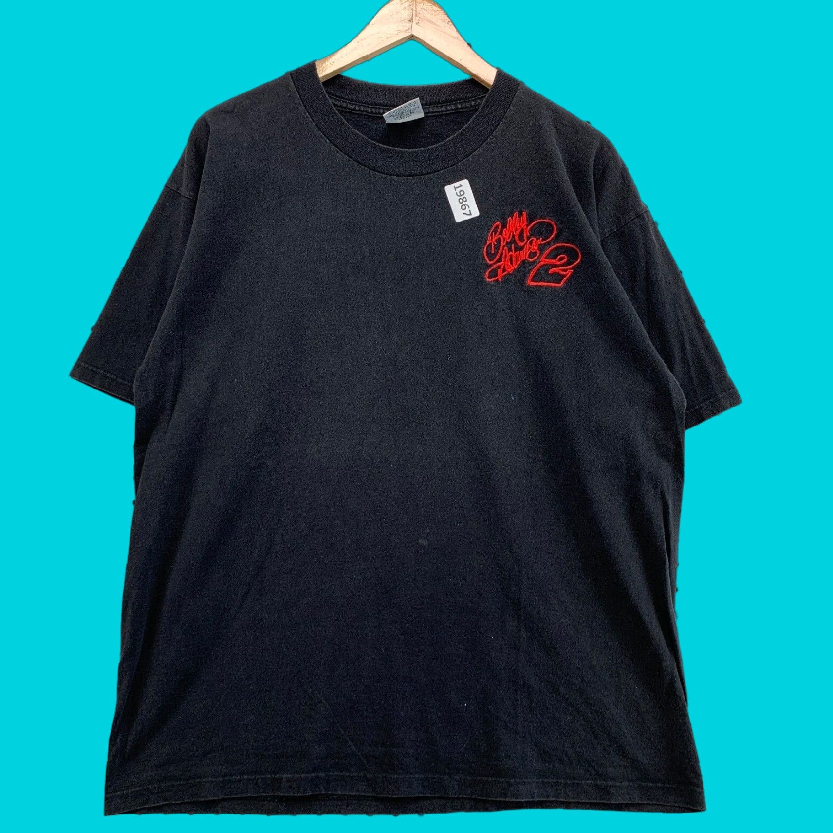 Gildan VINTAGE Bobby Allison Nascar Shirt XL Black Embroidered Short Sleeve Crew Neck 23x29.5 Mens Size US XL / EU 56 / 4 - 1 Thumbnail