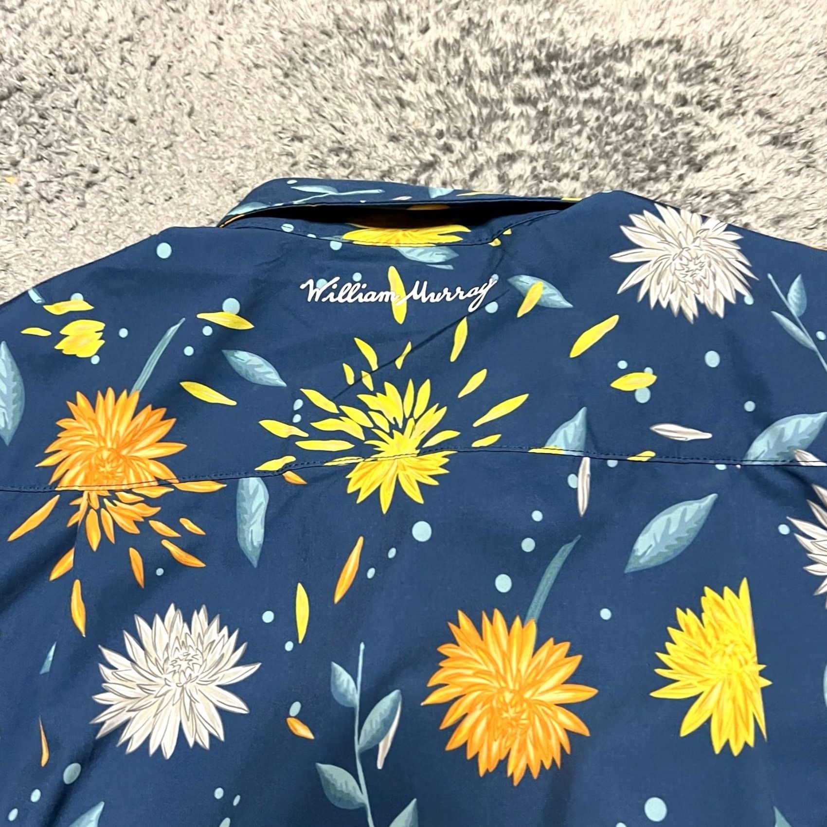Vintage William Murray Shirt Mens Large Blue Floral Golf Stretch Button Up Button Size US L / EU 52-54 / 3 - 5 Thumbnail