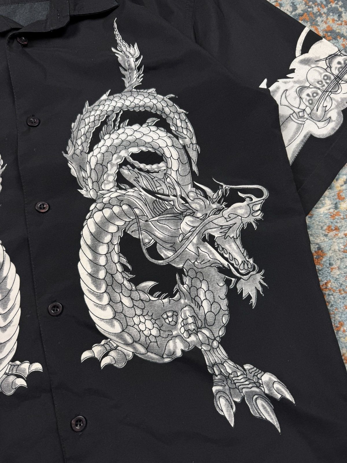 Vintage Vintage 90s Crazy dragon print Hawaiian shirt rave gabber Size US XS / EU 42 / 0 - 4 Thumbnail
