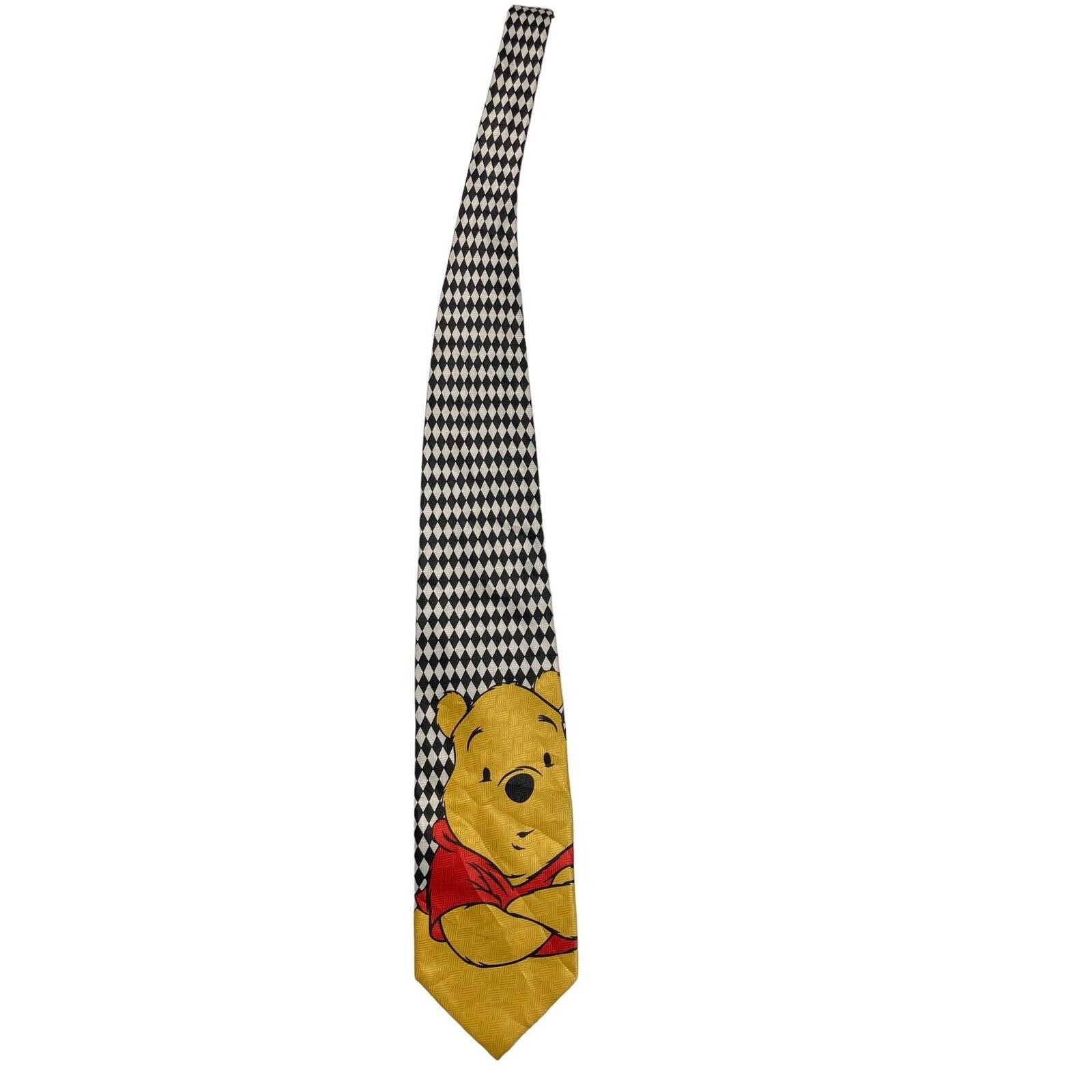 Disney Disney Winnie The Pooh Black White Diamond Pattern Necktie Size ONE SIZE - 3 Thumbnail