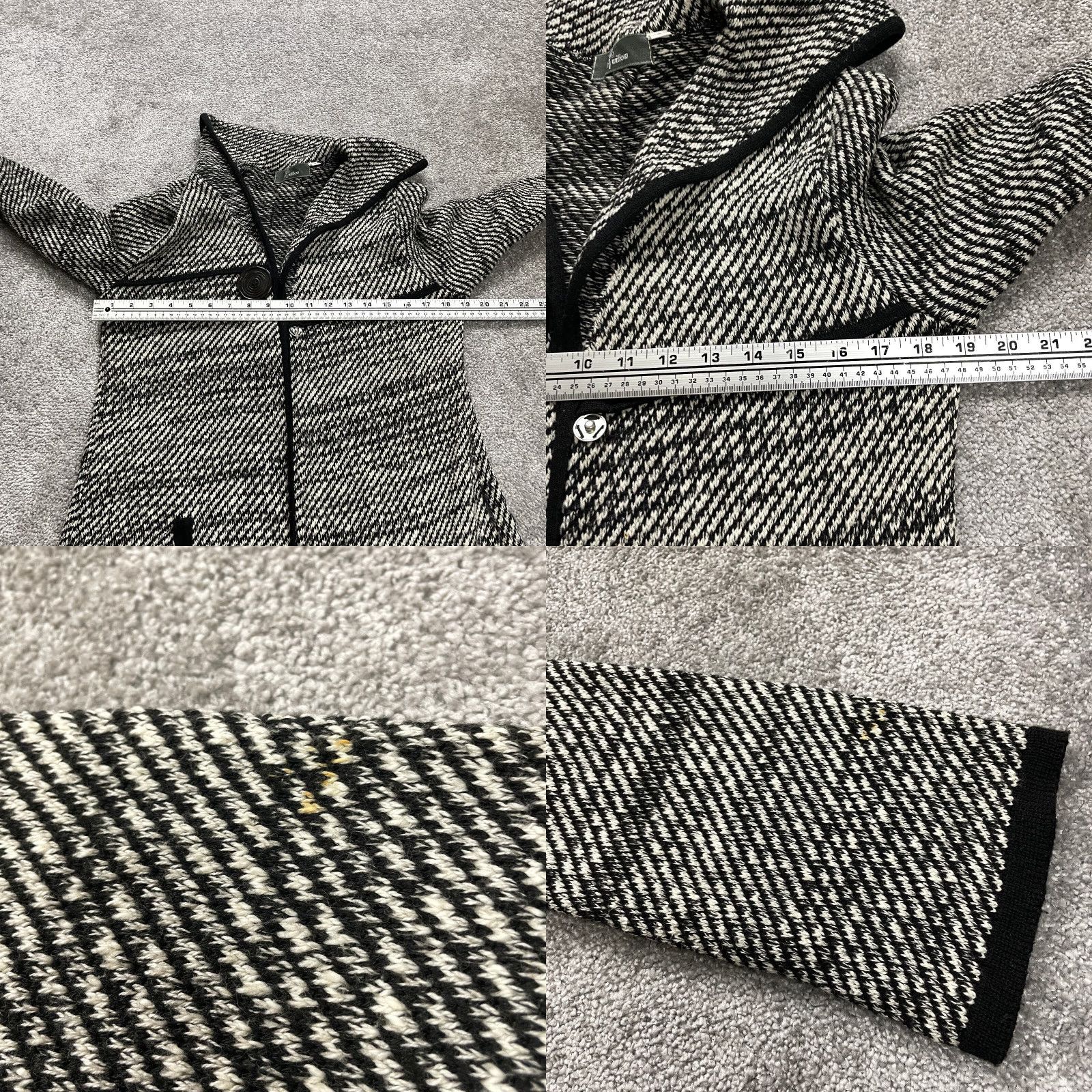 Vintage VINTAGE Willow Women's Coat Jacket Overcoat S Black White Striped Collared Fall Winter France Size S / US 4 / IT 40 - 8 Thumbnail