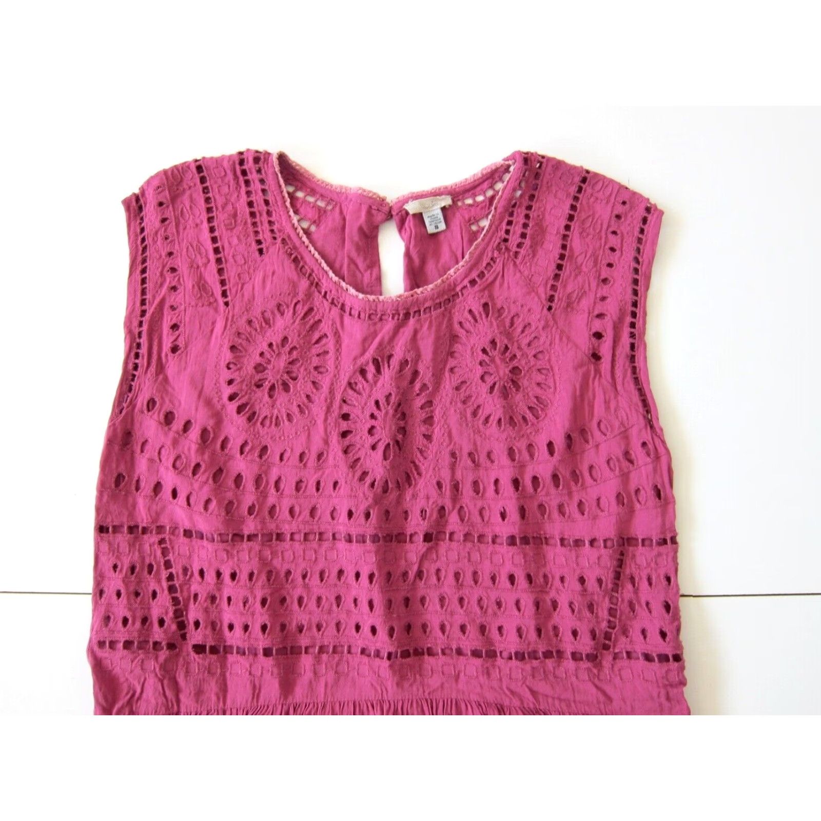 Vintage Ecote' 100% Rayon Pink Embroidered Tunic Sheath Tank Dress Small Size S / US 4 / IT 40 - 3 Thumbnail