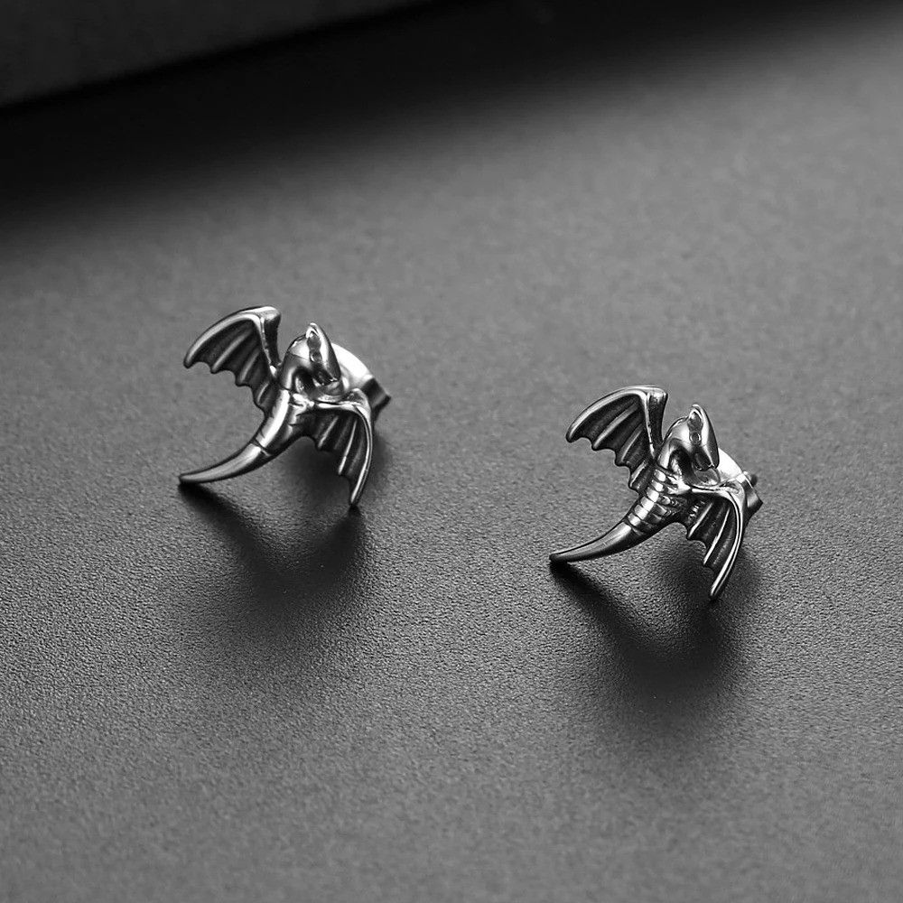 Vintage 2pcs Creative Flying Dragon Earrings Size ONE SIZE - 4 Thumbnail