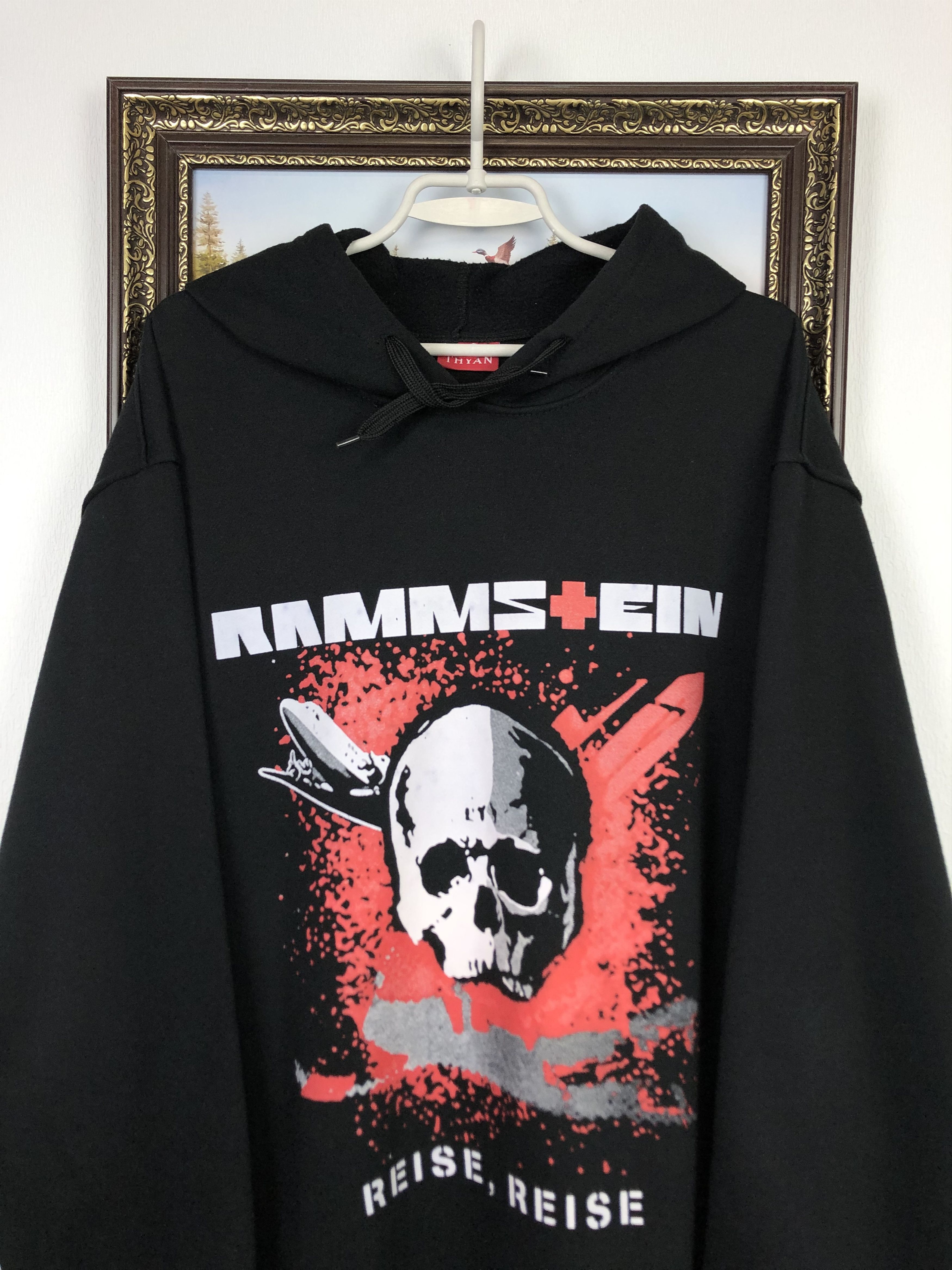 Band Tees Vintage Rammstein Band Hoodie Mens Black Over Print Jacket Size US XXL / EU 58 / 5 - 2 Thumbnail