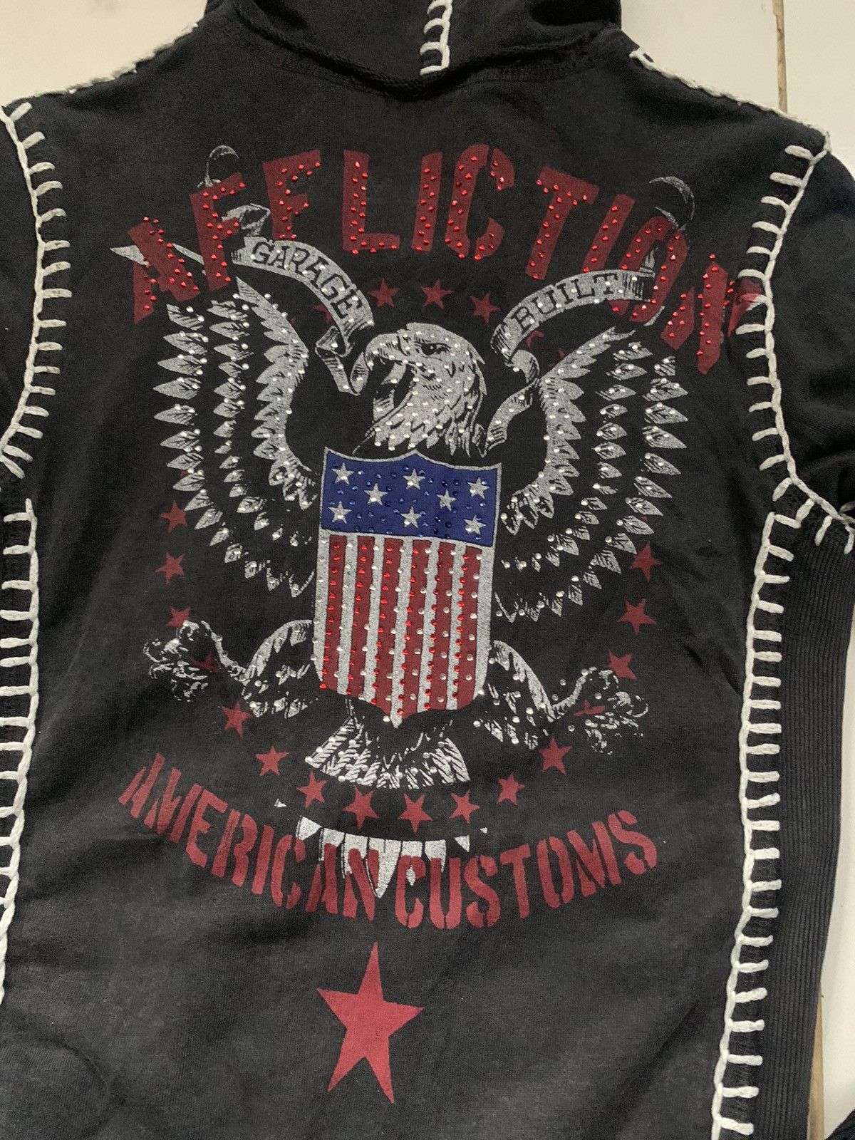 Affliction Rare y2k affliction rhinestones distressed zip up hoodie Size US XS / EU 42 / 0 - 3 Thumbnail