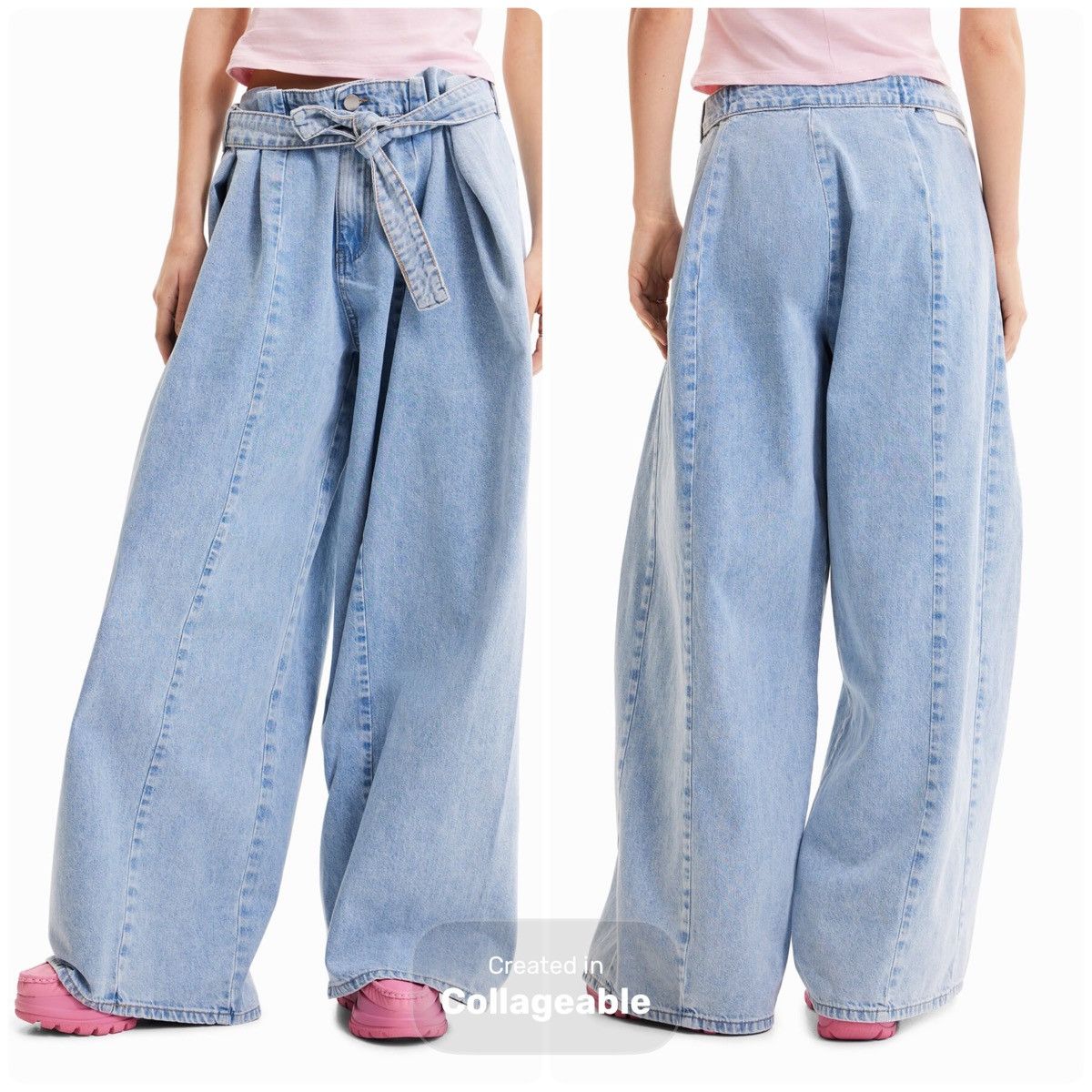 Desigual RARE Collab Desigual x Maitrepierre Wide-Leg Jeans Sz L 32" Size 32" / US 10 / IT 46 - 2 Thumbnail