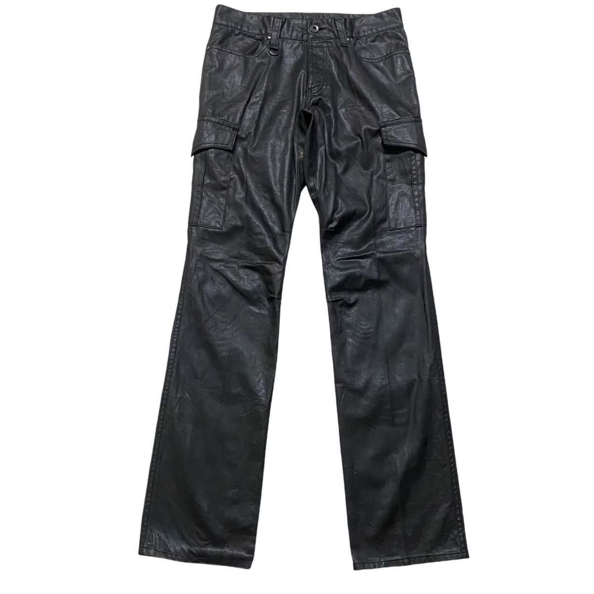 5351 POUR LES HOMMES 5351 Pour Les Hommes Black Waxed Cargo Pants Size US 30 / EU 46 - 1 Thumbnail