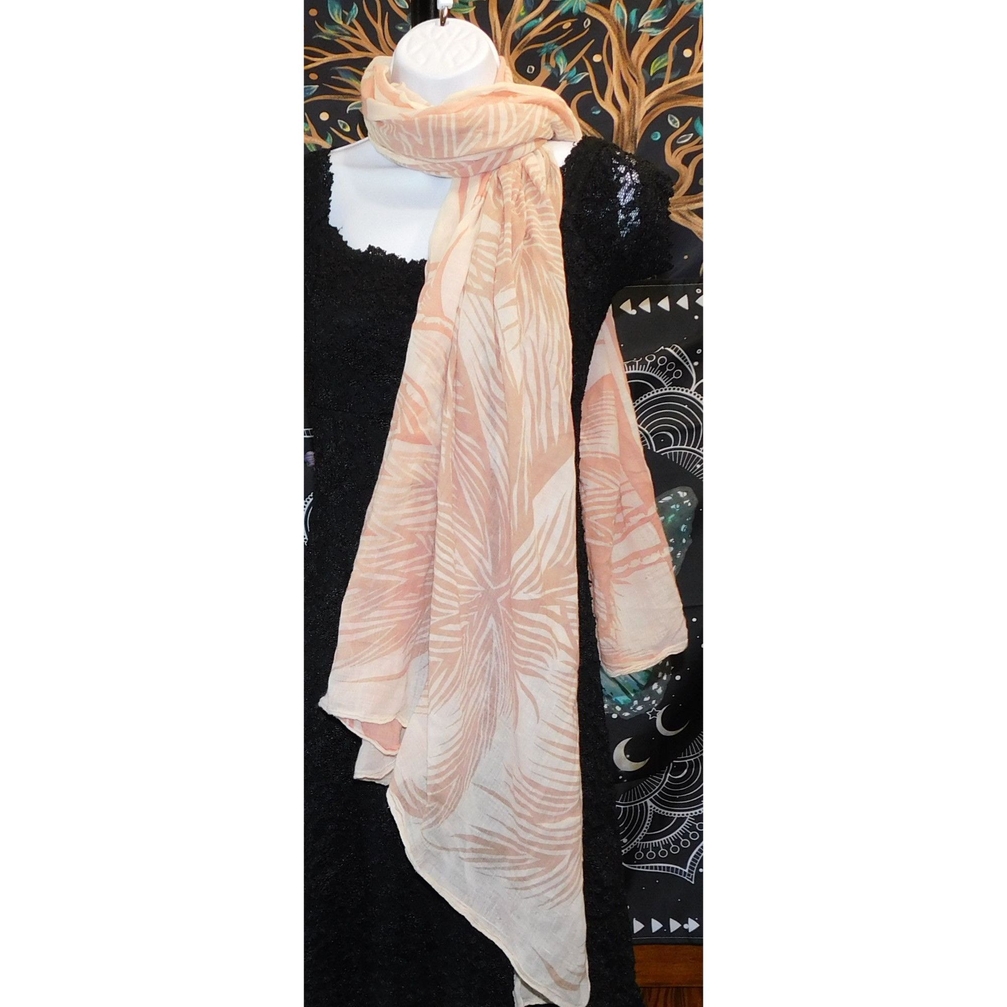 Other Cream And Peach Palm Tree Lightweight Scarf Size ONE SIZE - 2 Thumbnail