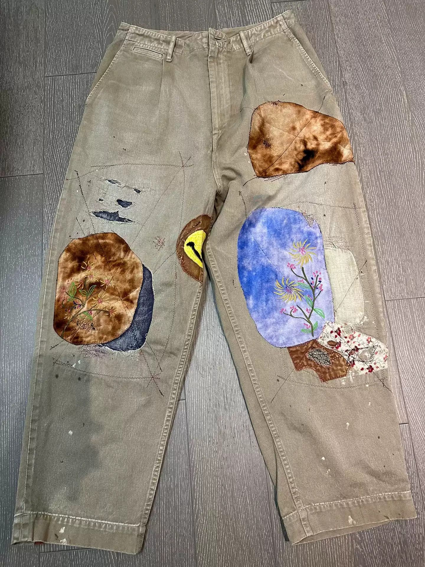 Kapital KAPITAL K1910LP811 20AW retro old splicing smiling face wide denim slacks Size US 34 / EU 50 - 1 Thumbnail
