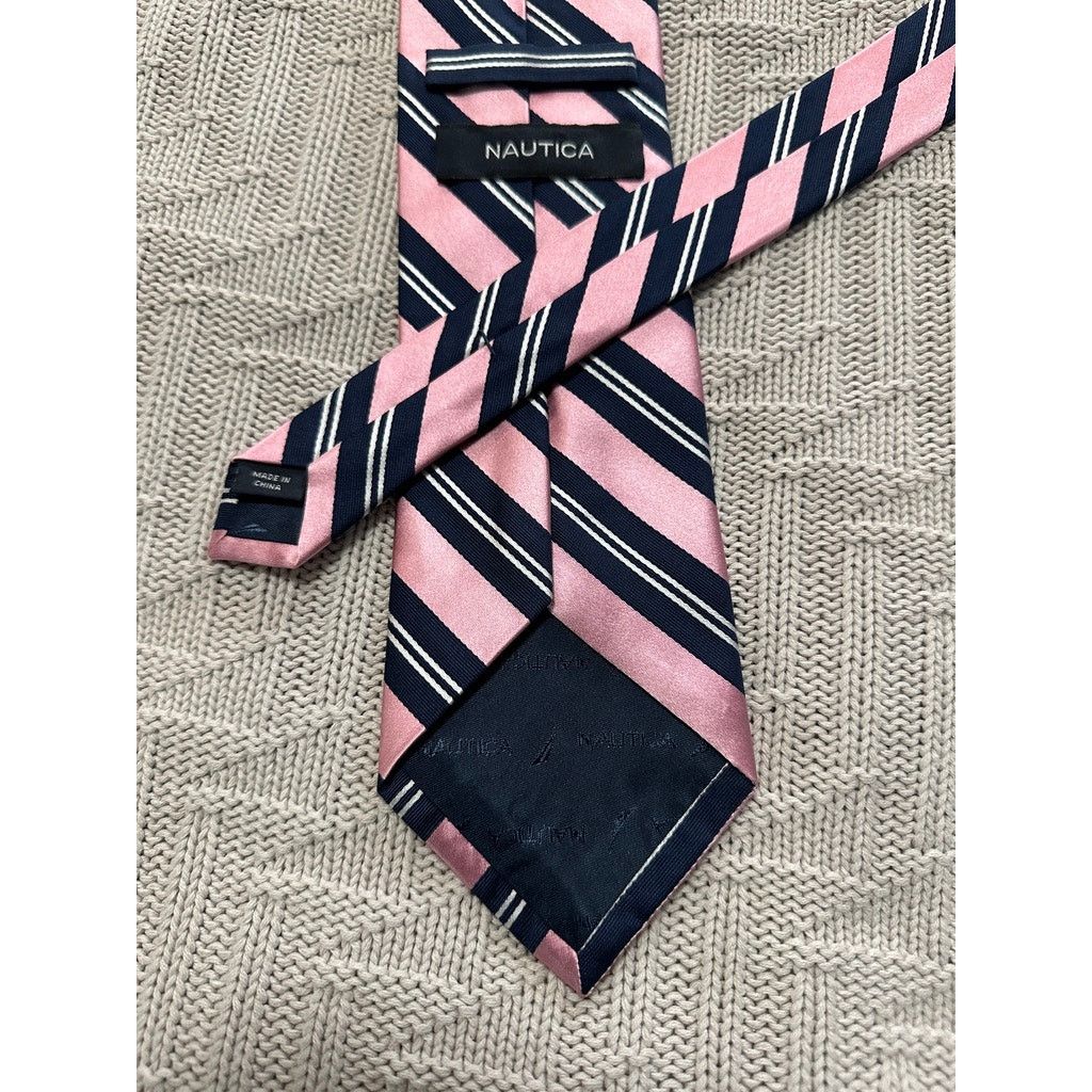 Nautica Nautica pink and navy striped silk tie Size ONE SIZE - 2 Thumbnail