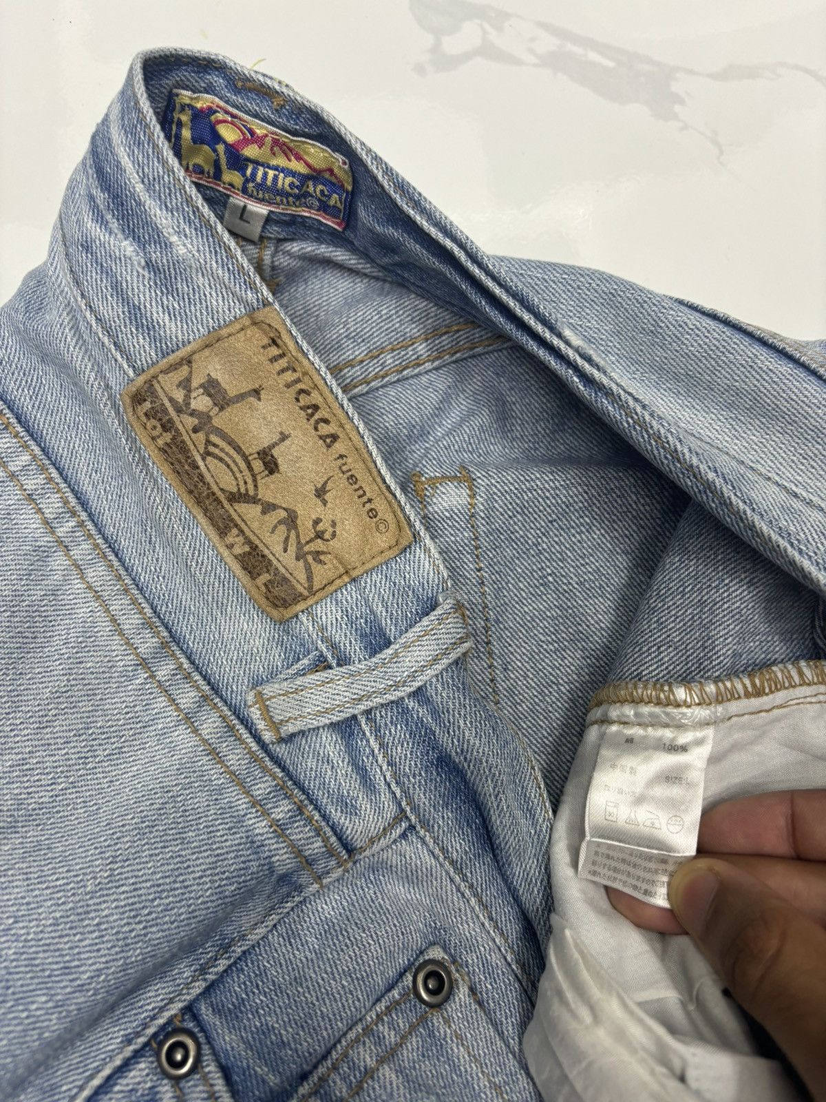 Kapital Vintage Titicaca ☮️ Logo Distressed Denim Jeans Size US 32 / EU 48 - 10 Thumbnail