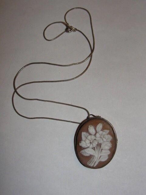 Handmade European Motif Cameo Pin Pendant & Sterling Snake Necklace Size ONE SIZE - 2 Thumbnail