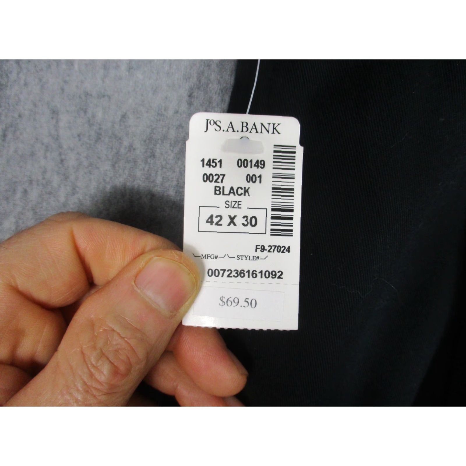 Jos. A. Bank Jos. A. Bank Pants Mens 42x30 Black Cotton Pleated Chino Classic Fit Dress Size US 42 / EU 58 - 3 Thumbnail