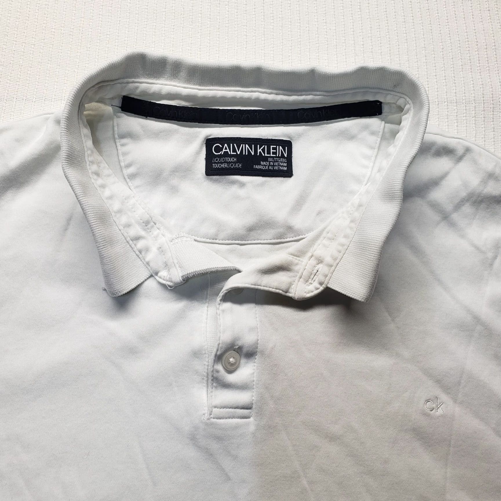 Calvin Klein Calvin Klein Polo Shirt 2XL Men White Solid Short Sleeve Adult Size 2XL Golf Easy Care 100% Cotton Men's Polo Size US XXL / EU 58 / 5 - 2 Thumbnail