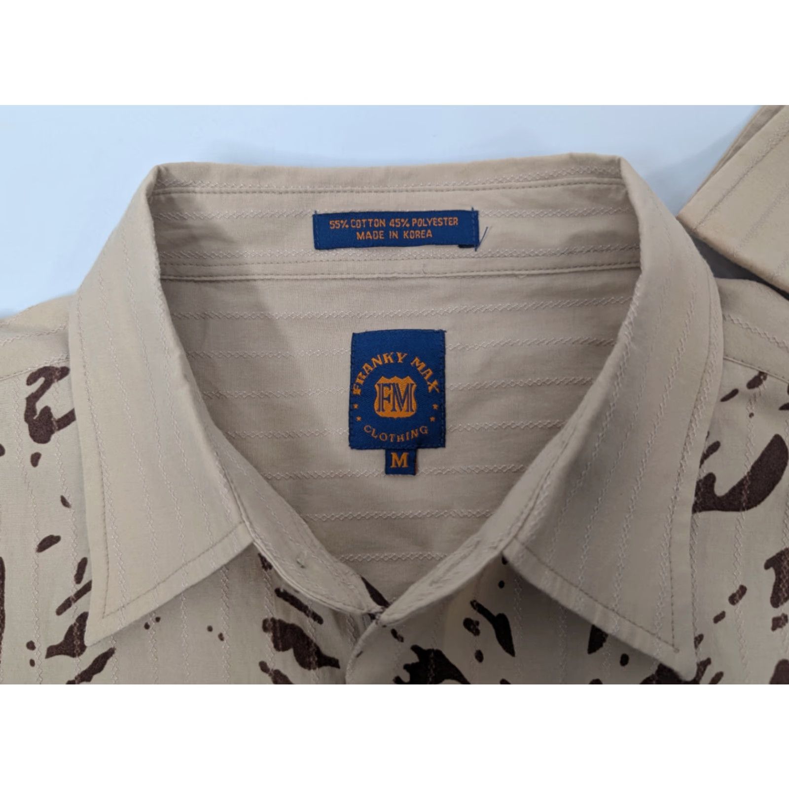 Vintage Franky Max Abstract Pattern Mens Long Sleeve Button Up Shirt Size M Brown Embroidered Size US M / EU 48-50 / 2 - 7 Thumbnail
