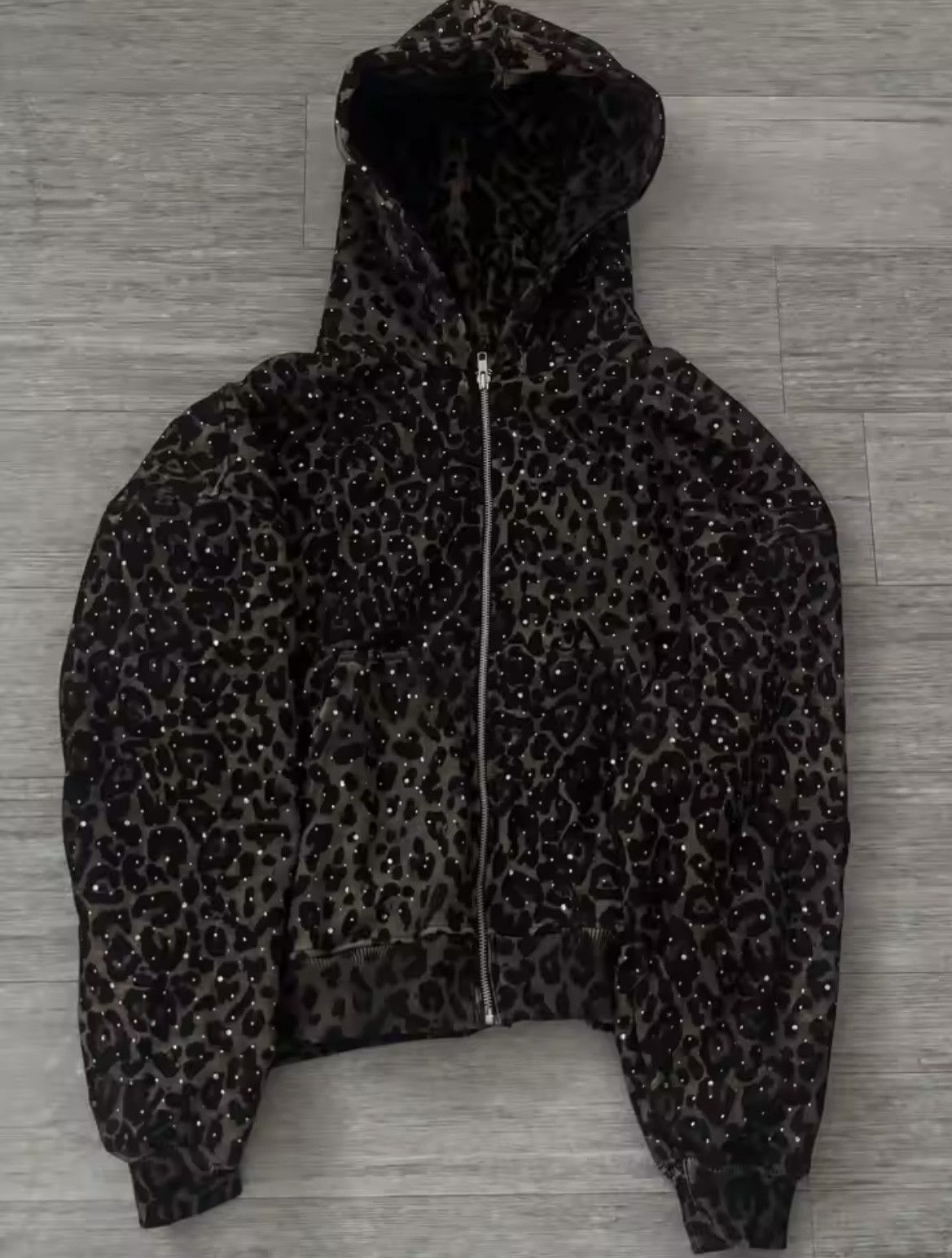 Other Fashion Punk Y2K Leopard Print Rhinestone Tracksuit Hoodies Size S / US 4 / IT 40 - 1 Thumbnail