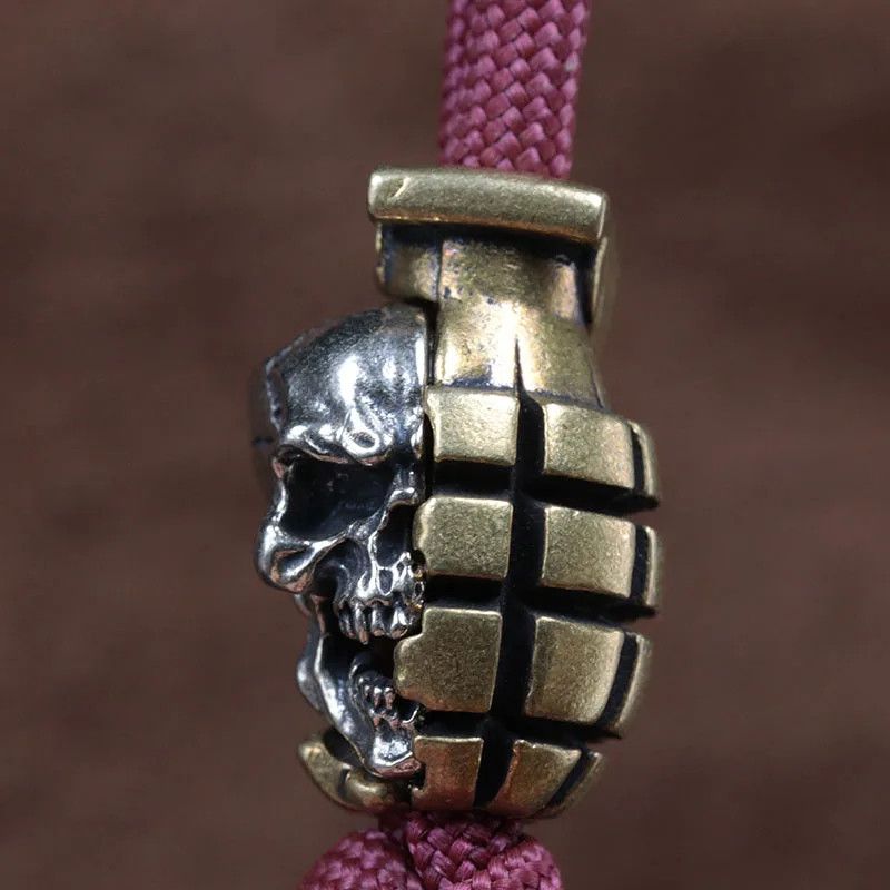 Handmade 3Pcs Skull Grenade Knife Beads Paracord Bead Zipper Umbrella Size ONE SIZE - 3 Thumbnail