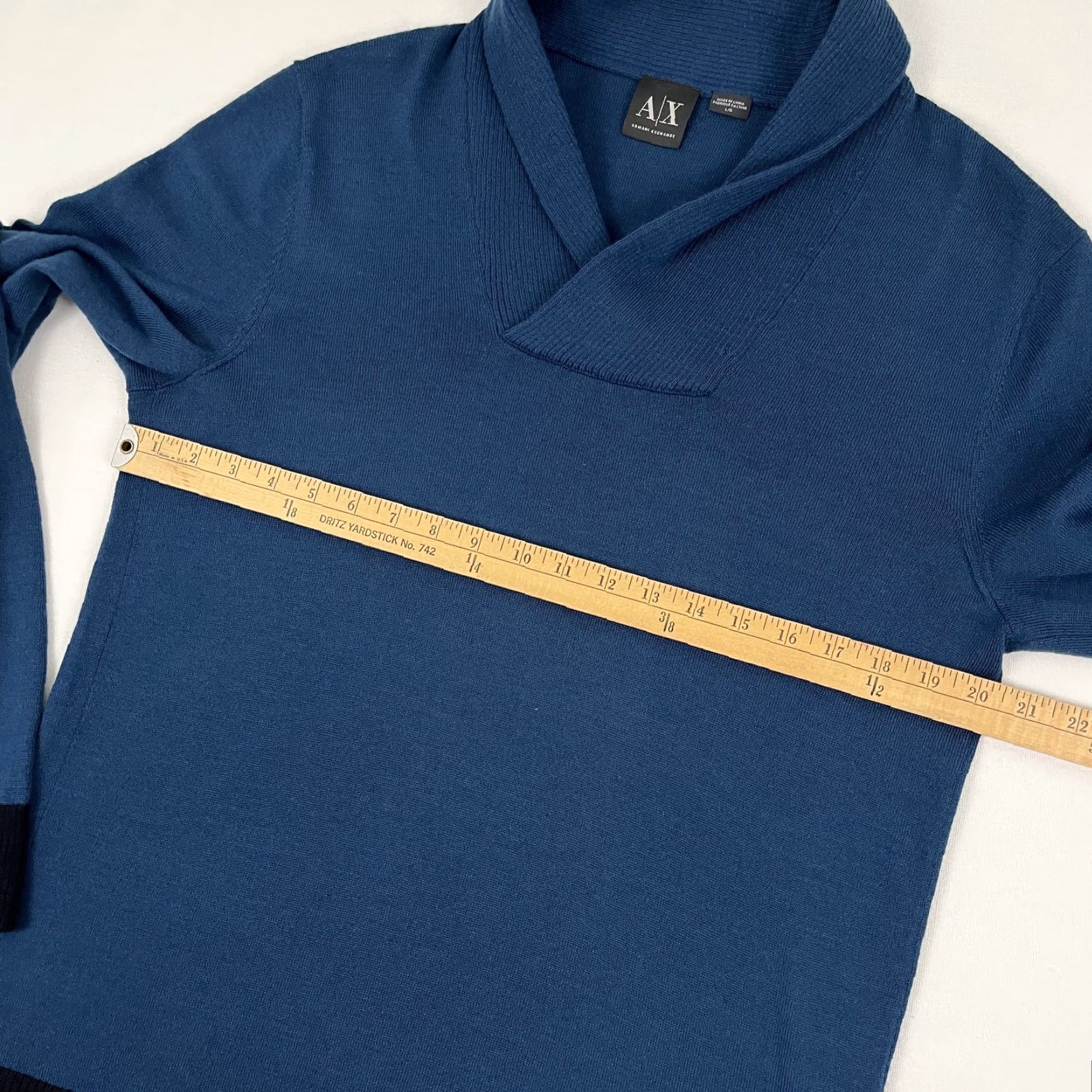 Armani Exchange Armani Exchange Sweater Mens Large Wool Blend Blue Shawl Collar Preppy Old Money Size US L / EU 52-54 / 3 - 5 Thumbnail