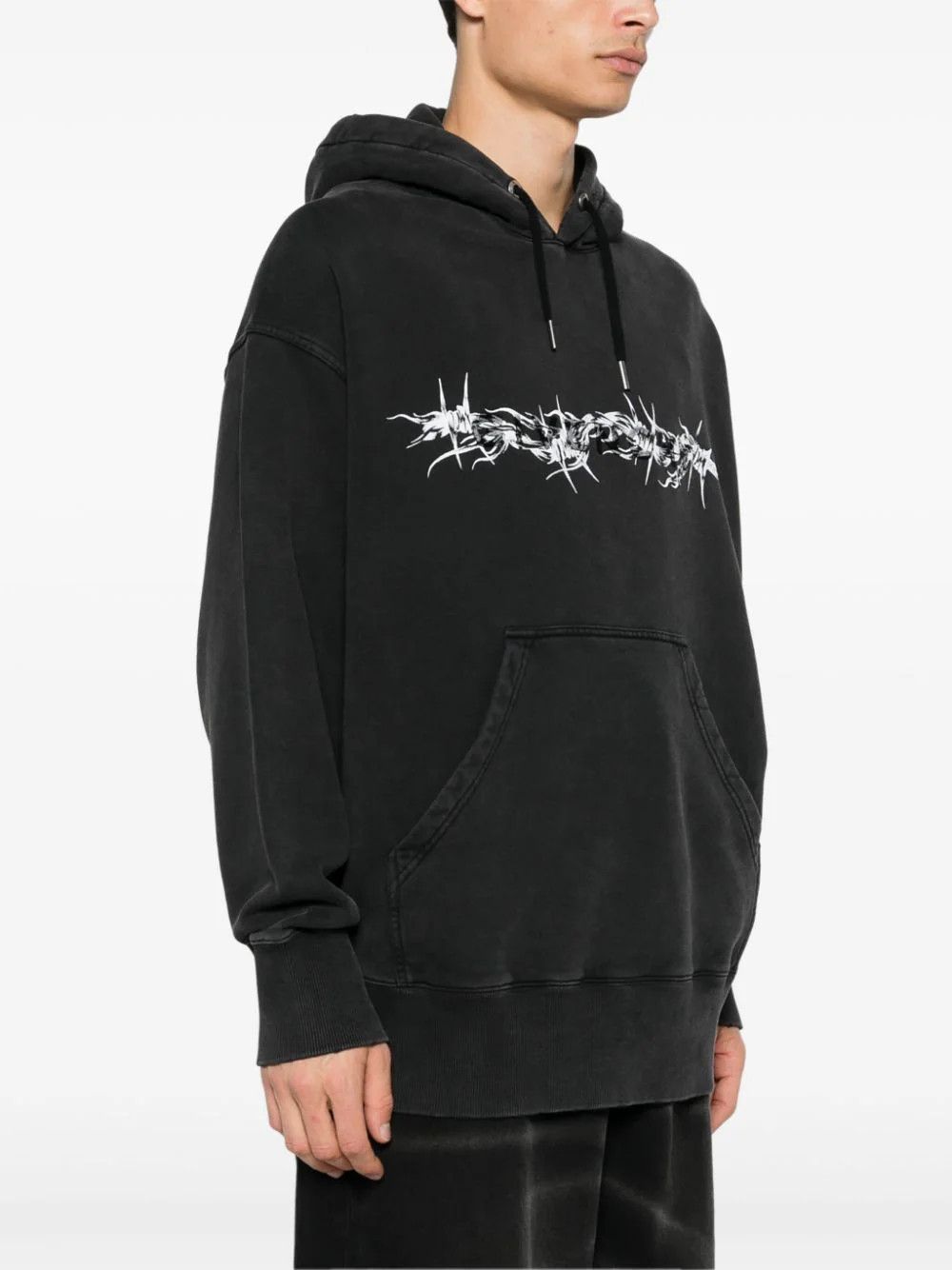 Givenchy o1loc1c0824 Logo Flocked Hoodie in Dark Grey Size US XL / EU 56 / 4 - 4 Thumbnail