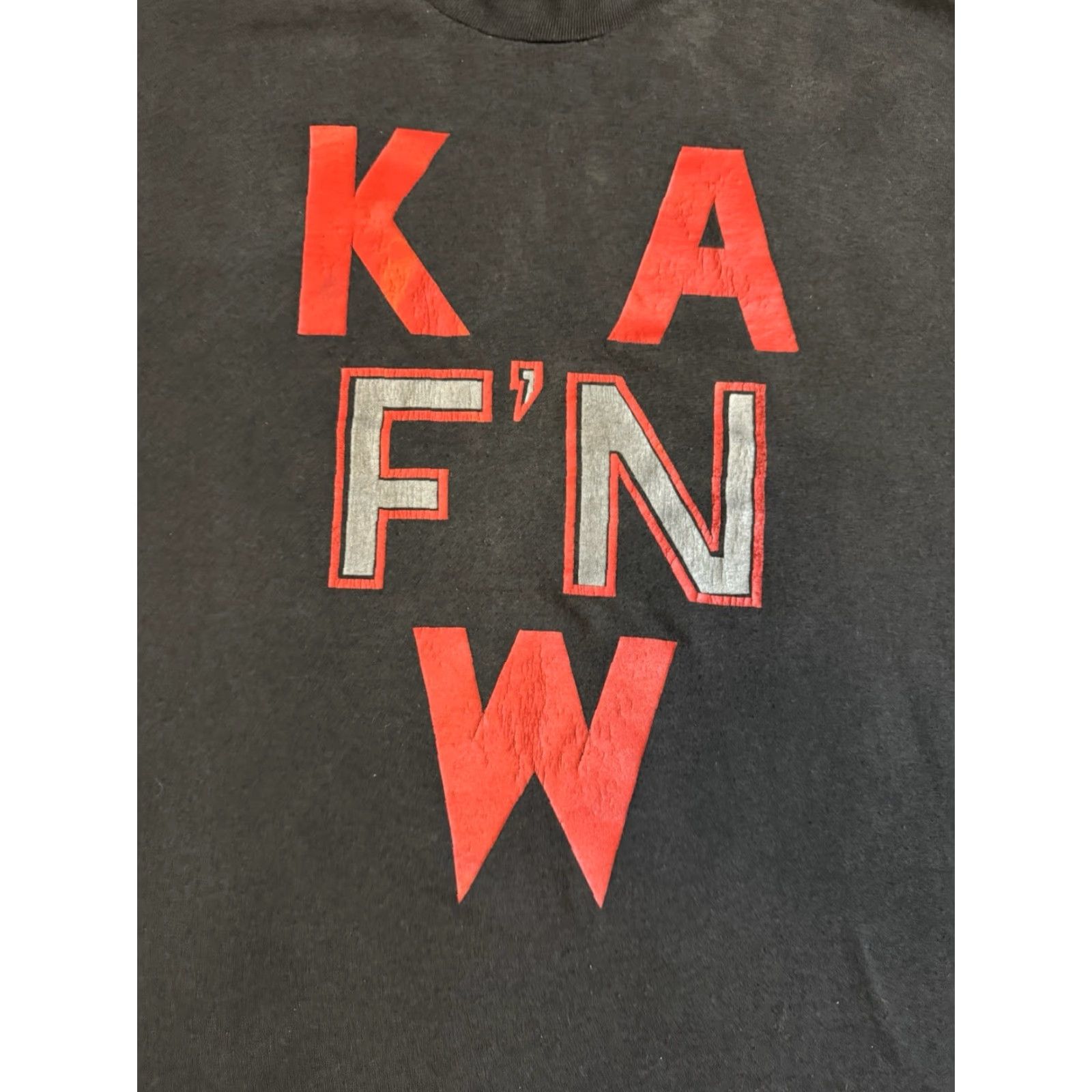 Hanes VINTAGE 1999 KAW Kick Ass Wrestling T Shirt XL Jerry Lawler ECW WWF WWE Mr Socko Black Cotton Hanes Short Sleeve Crew Neck 90s Sports Mens T-Shirt Size US XL / EU 56 / 4 - 2 Thumbnail