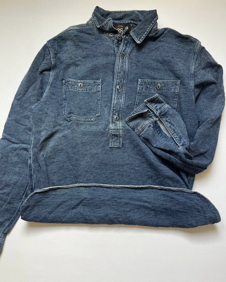 RRL Ralph Lauren RRL Double Ralph Lauren washed denim indigo rugby longsleeve Size US M / EU 48-50 / 2 - 8 Thumbnail