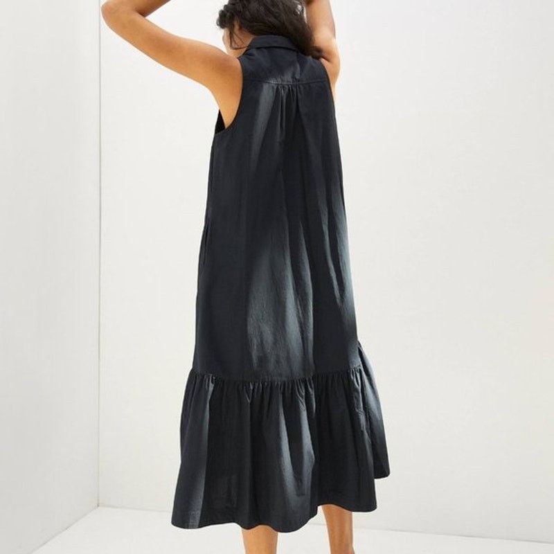 Anthropologie Maeve Paola Flounced Midi Shirt Dress Black Womens XS Size XS / US 0-2 / IT 36-38 - 9 Thumbnail