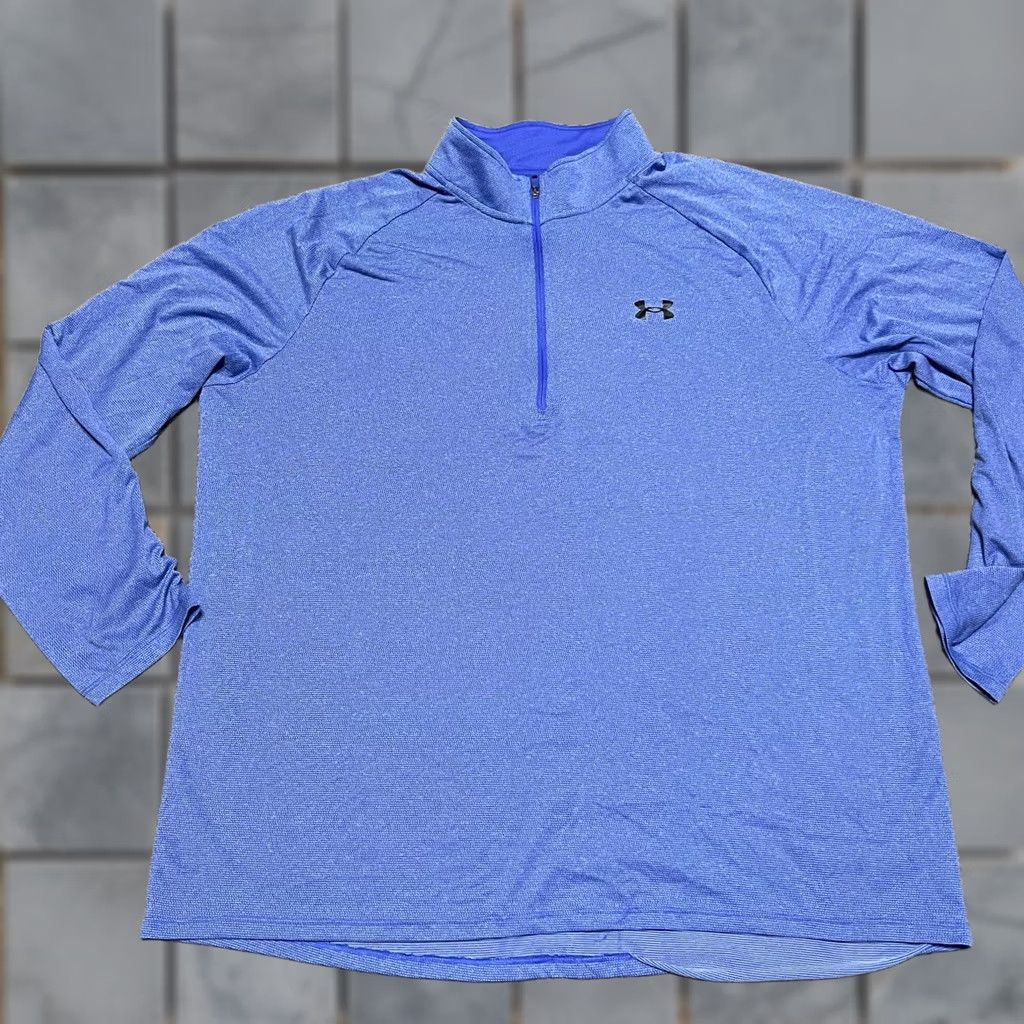 Under Armour Under Armour UA Shirt Mens XXL Tech Quarter Zip Pullover Golf Heatgear Blue 2XL Regular Mens Size US XXL / EU 58 / 5 - 1 Thumbnail