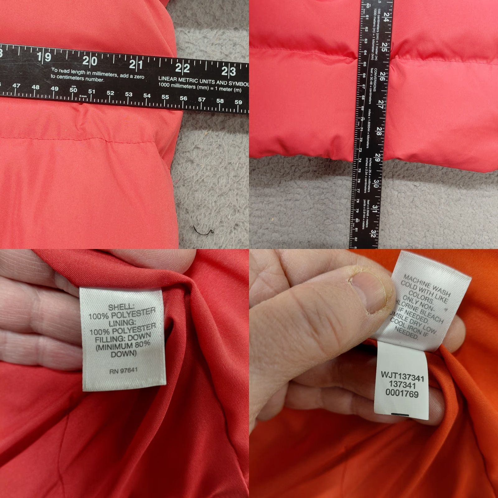 J. Jill J.Jill Down Coat Womens Size S Puffer Salmon Red Zip Pockets Quilted Short Coat Size S / US 4 / IT 40 - 9 Thumbnail