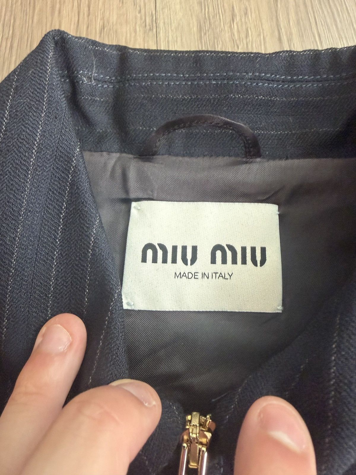 Miu Miu Miu Miu Pinstripe zip up Size US M / EU 48-50 / 2 - 2 Thumbnail