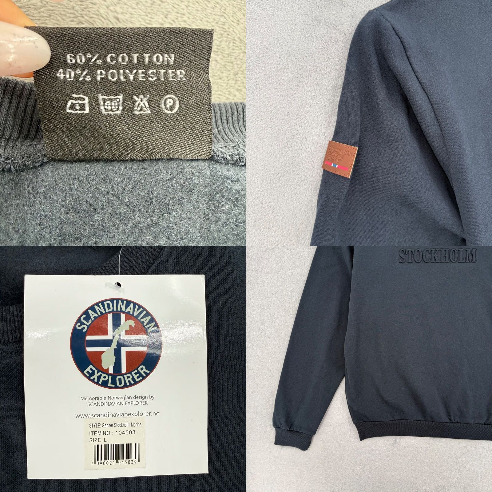 Vintage Scandinavian Explorer Sweatshirt Mens Navy Crew Neck Fleece Pullover L Size US L / EU 52-54 / 3 - 8 Thumbnail