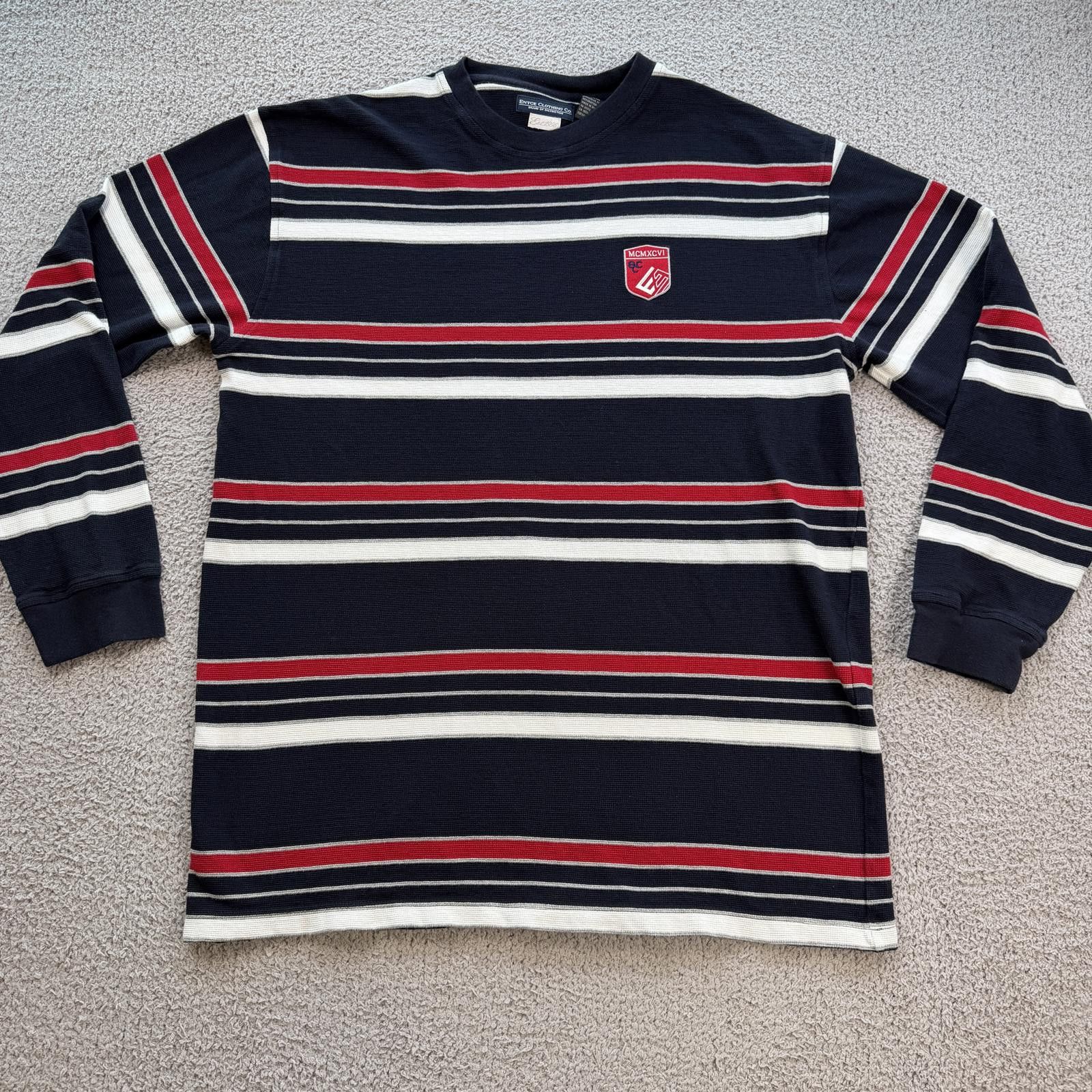 Enyce Vintage Enyce Clothing Co Striped Long Sleeve Shirt 3XL Navy Size US XXL / EU 58 / 5 - 1 Thumbnail