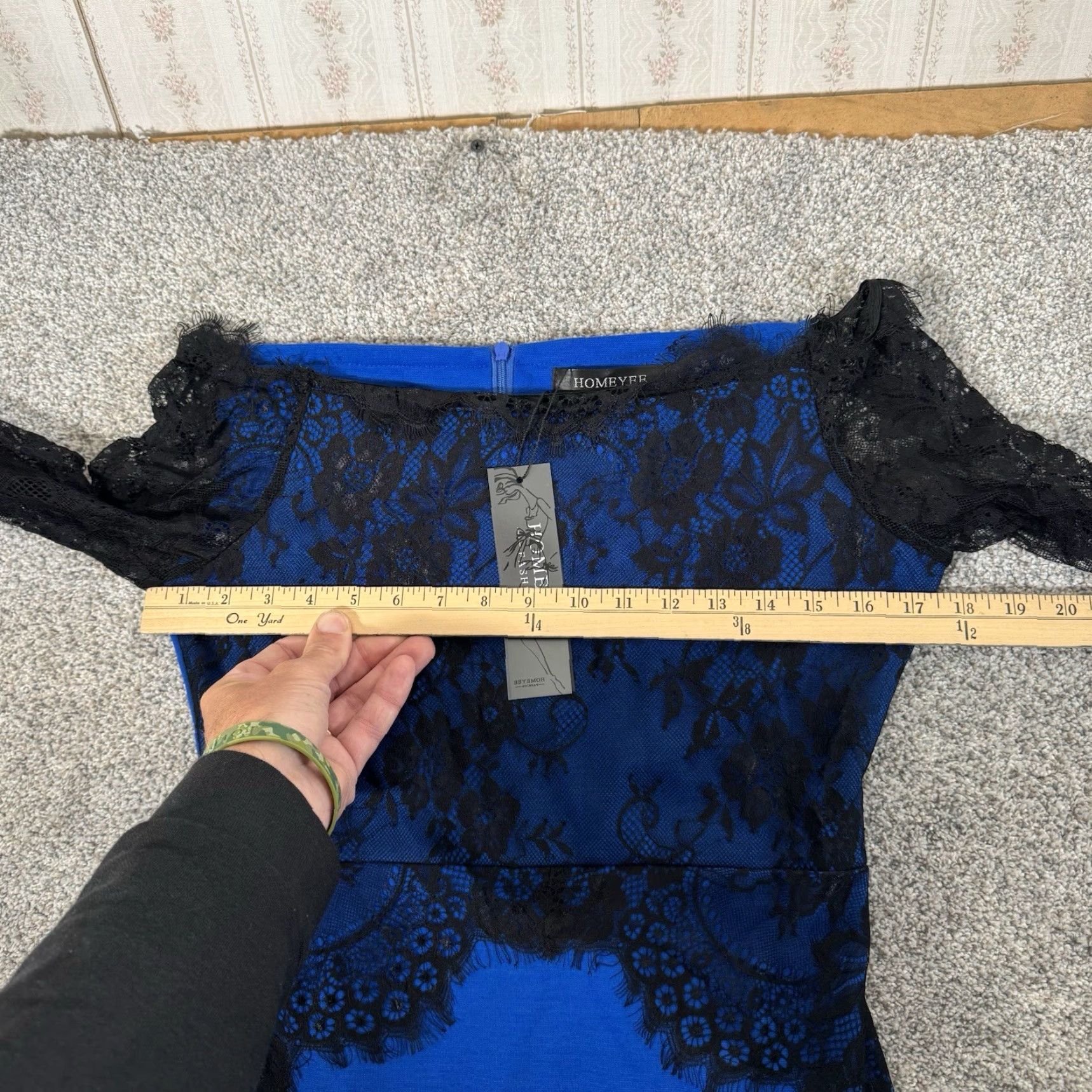 Vintage VINTAGE Romantic Bodycon Dress 8 Black Lace Overlay Date Night Cocktail Moody Whimsigoth Women Short Blue Gothic Party/Cocktail Womens Size M / US 6-8 / IT 42-44 - 5 Thumbnail