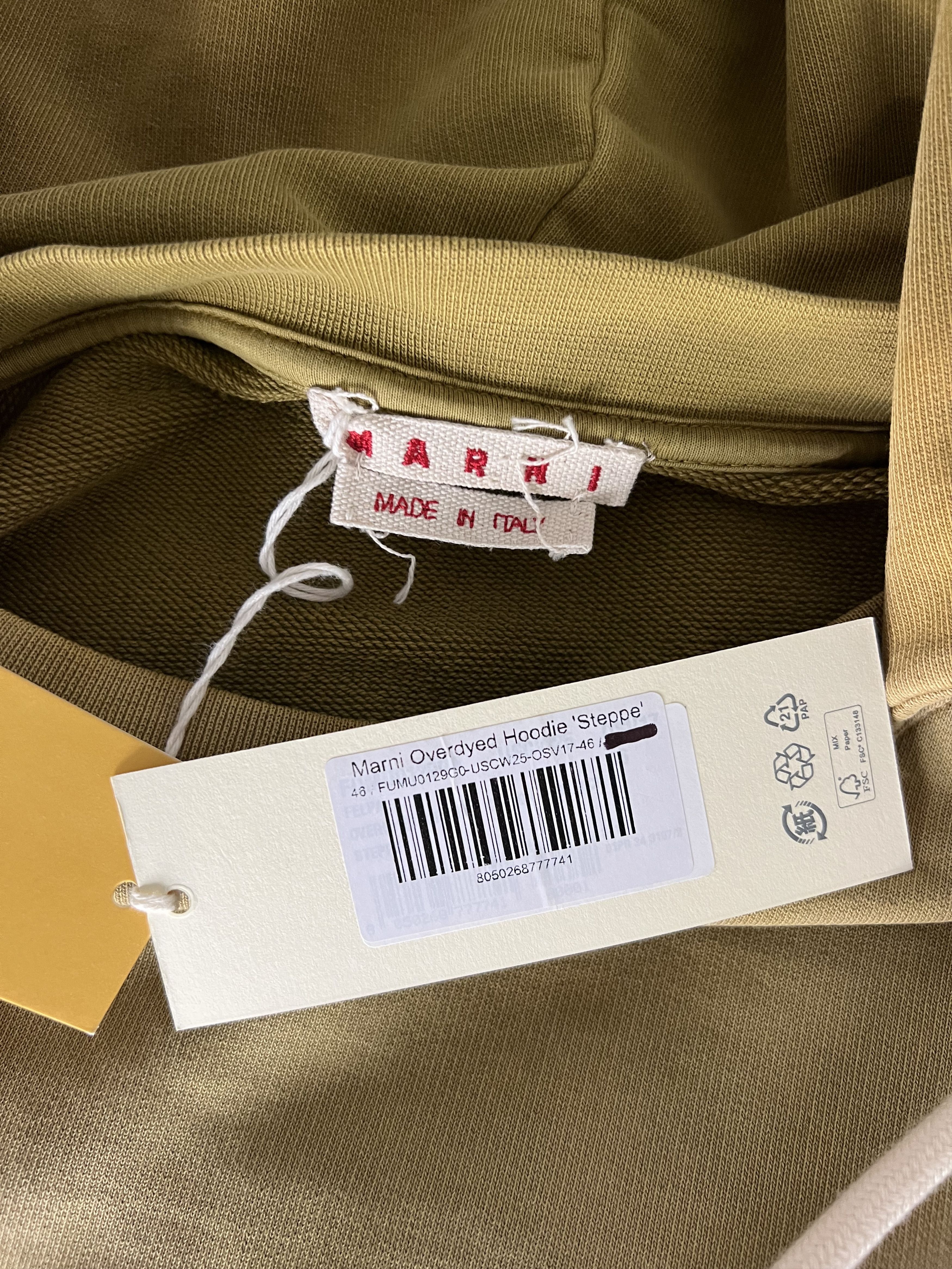 Marni Marni Overdyed Afterhood Hoodie in Steppe Size US S / EU 44-46 / 1 - 8 Thumbnail