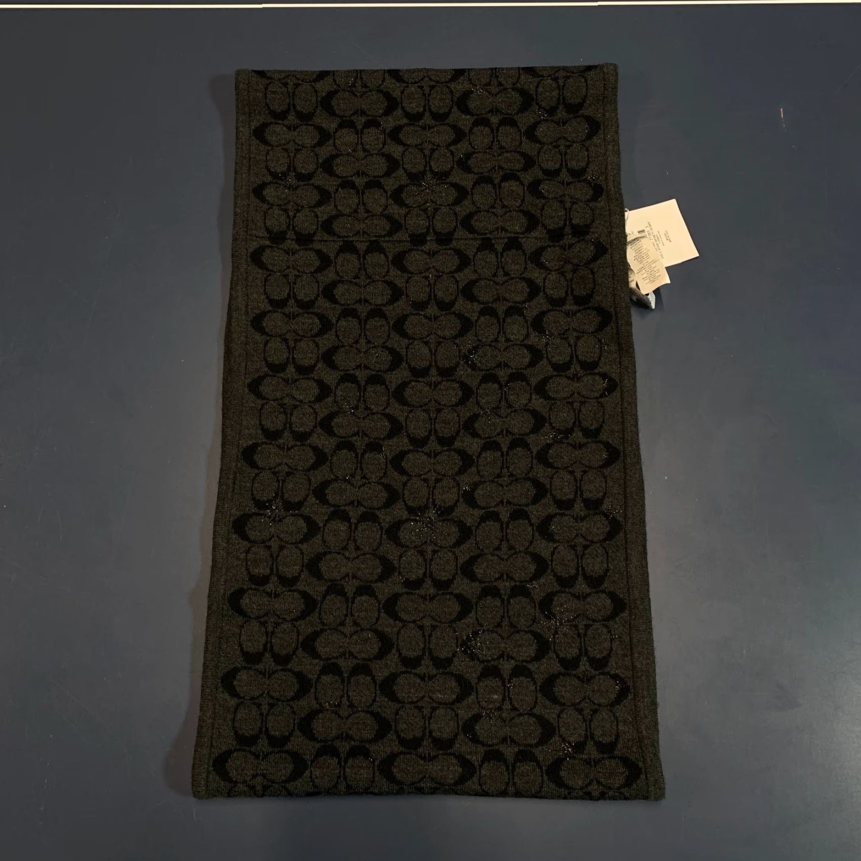 Coach VINTAGE Coach Infiniti Scarf Black Gray Wool Blend Monogram Knit Size ONE SIZE - 6 Thumbnail