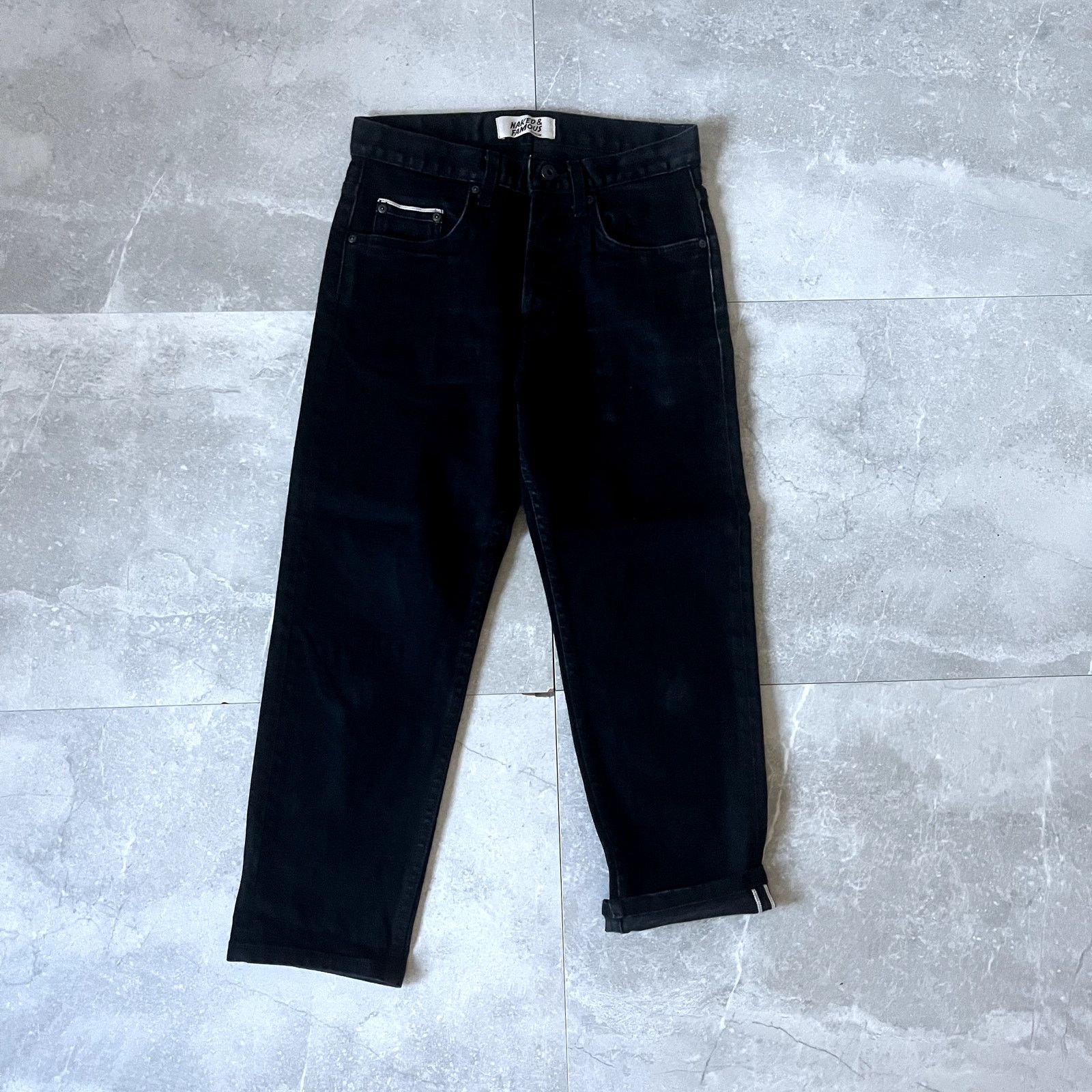 Naked & Famous Naked & Famous Black Cobra Stretch Selvedge Jeans – Size 28 Size US 28 / EU 44 - 2 Thumbnail