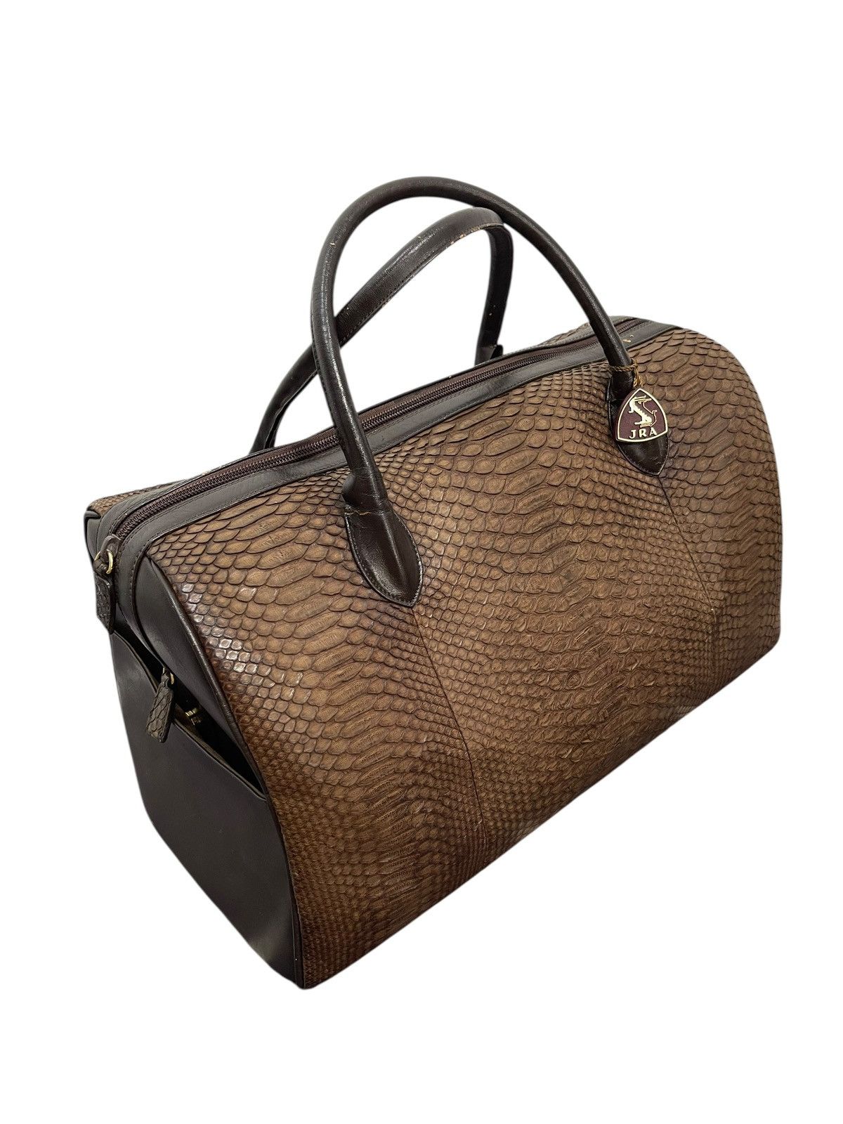 Genuine Leather Full Leather Python Vtg JRA Japan Boston Bag 5🟩 Size ONE SIZE - 3 Thumbnail