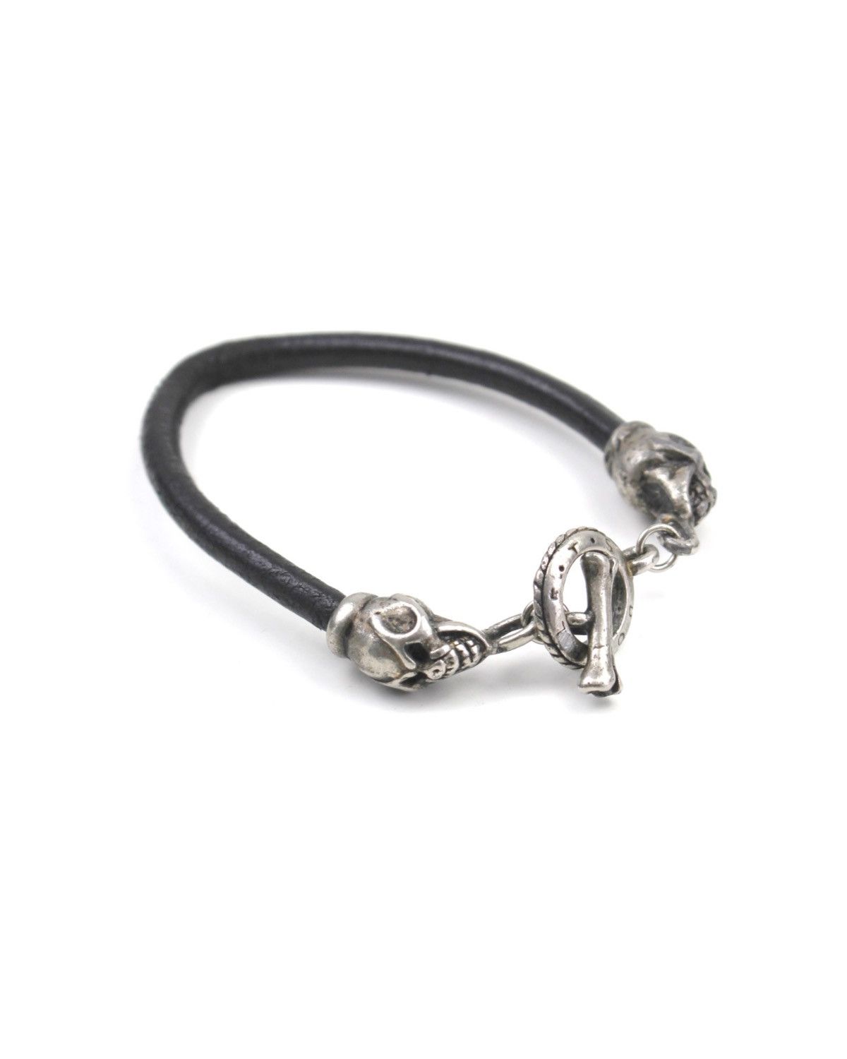 Vintage 2000S DOUBLE T S JAPAN SKULL LEATHER TOGGLE BRACELET Size ONE SIZE - 3 Thumbnail