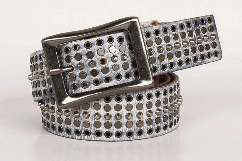 Leather × Vintage Genuine Leather Cowboy Belt Buckle Vintage Metal Rivet Size ONE SIZE - 2 Thumbnail