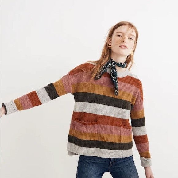 Madewell Madewell Patch Pocket Pullover Sweater in Walton Stripe XS Size XS / US 0-2 / IT 36-38 - 1 Thumbnail