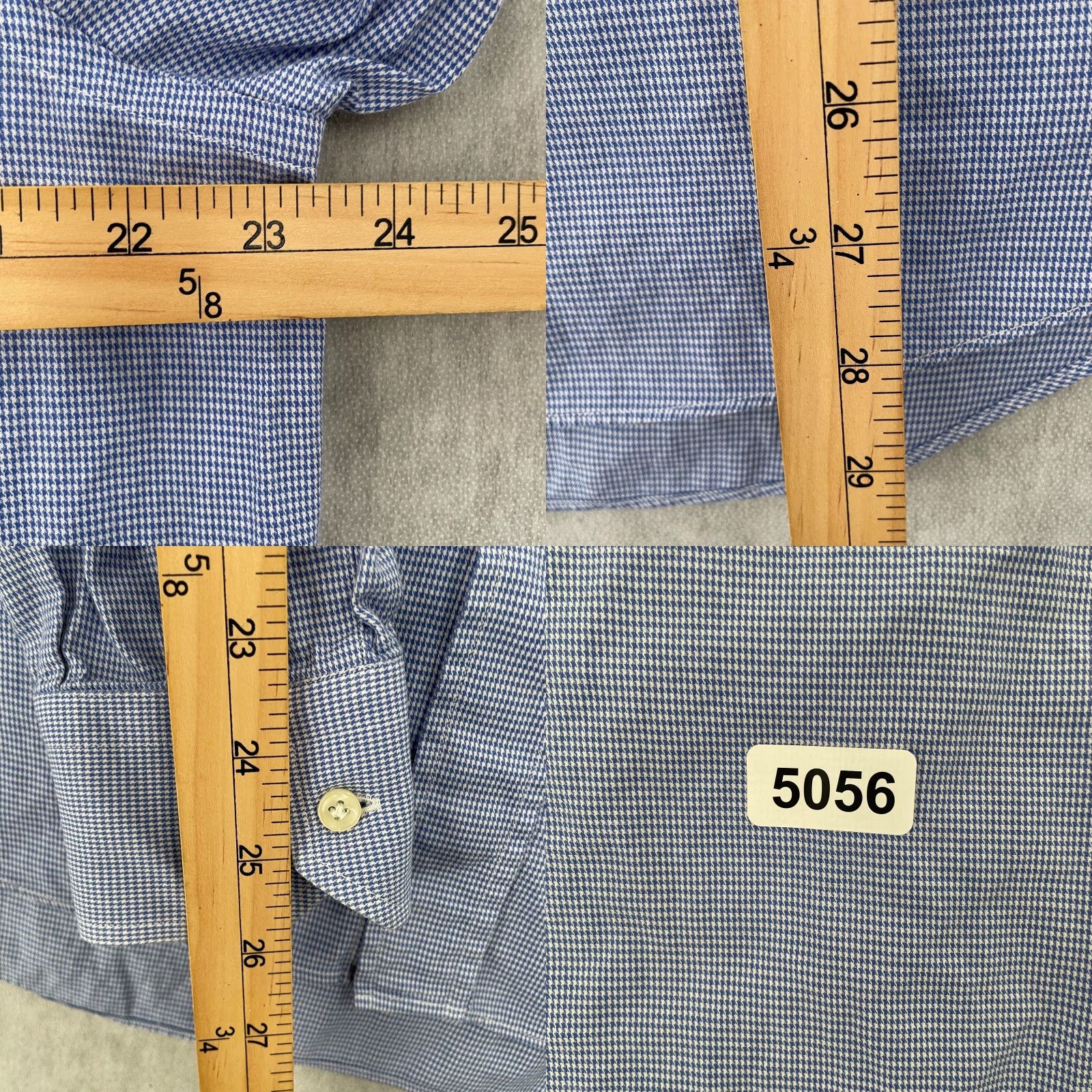 Valentino VINTAGE Valentino Shirt Men Long Sleeve Button Up Houndstooth Blue Italy 16.5 Mens Size US L / EU 52-54 / 3 - 8 Thumbnail