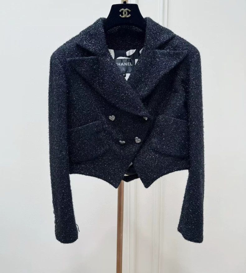 Chanel Chanel Black Sparkle Heart Button Jacket - dmc Size US M / EU 48-50 / 2 - 1 Thumbnail