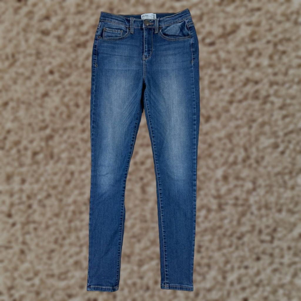Vintage Mudd Jeans Women 5 Blue Denim Skinny FLX Stretch High Rise 24x28 Cotton Blend Regular 5-Pocket Distressed Comfort Pockets Button USA Vintage: No Size 27" / US 4 / IT 40 - 1 Thumbnail