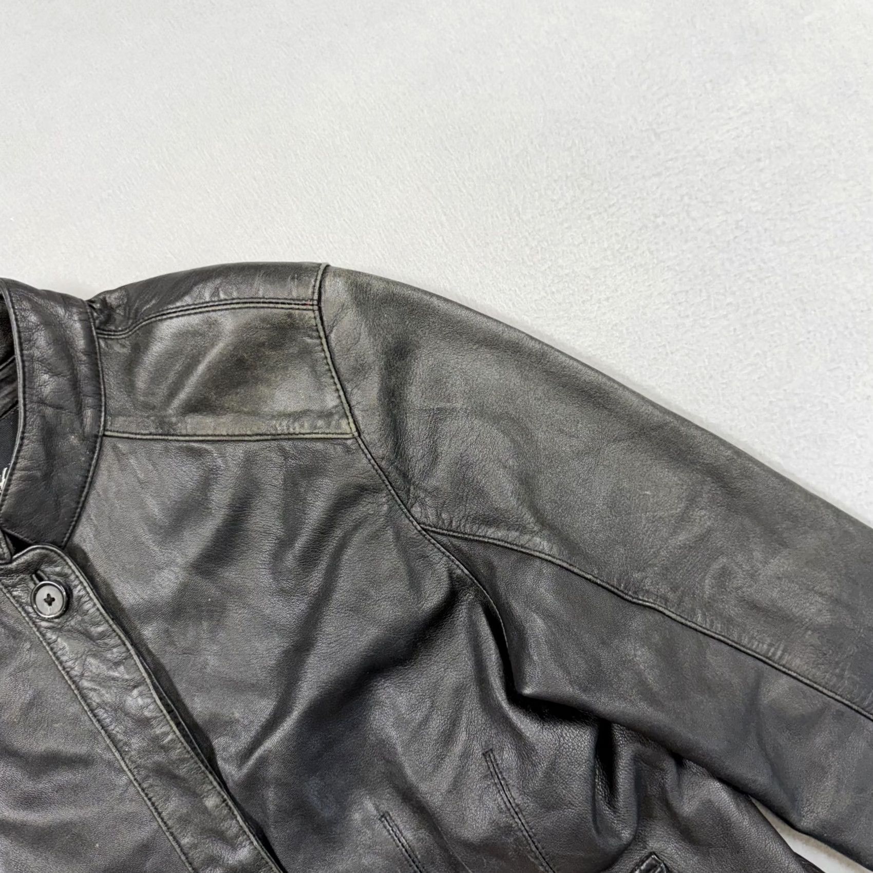 Mossimo Mossimo Jacket Womens Large Black Leather Button Front Collared Lined Short Size 36" / US 14 / IT 50 - 3 Thumbnail