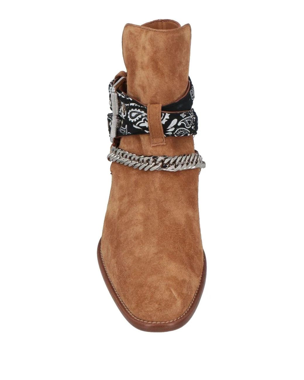 Amiri Bandana Buckle Chain Ankle Boots Camel Suede Western Harness Size US 10 / EU 43 - 3 Thumbnail