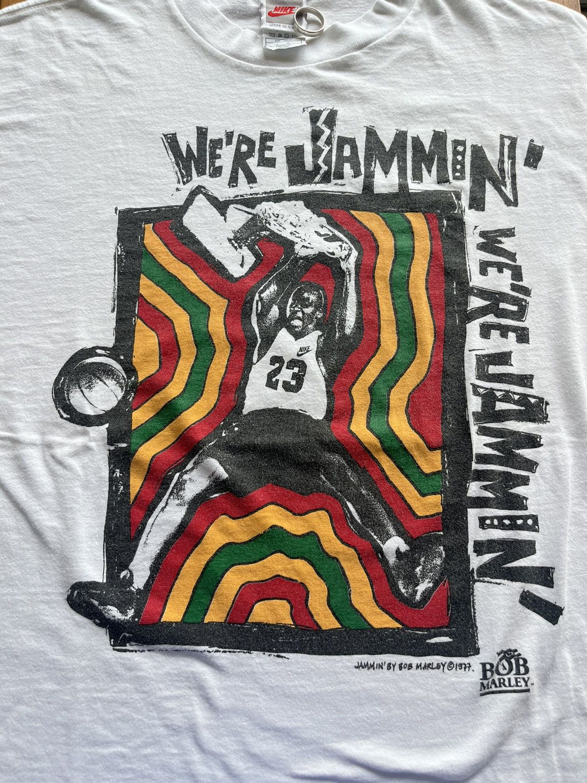 Nike × Vintage Vtg NIKE Michael Jordan Jammin’by Bob Marley 90’s tshirt Size US L / EU 52-54 / 3 - 6 Thumbnail