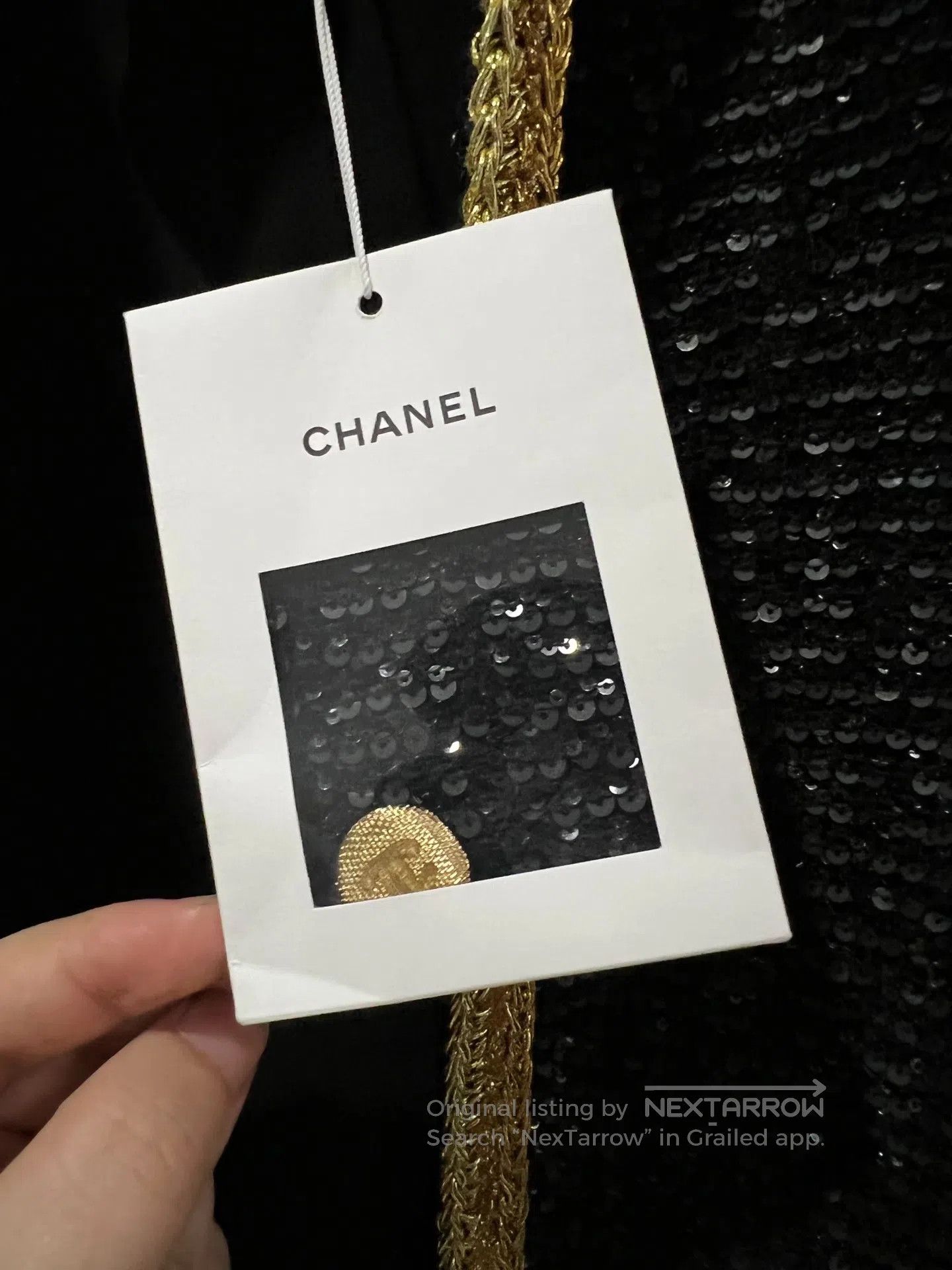 Chanel Chanel Heavy-duty, sequined black gold jacket| Size L / US 10 / IT 46 - 3 Thumbnail